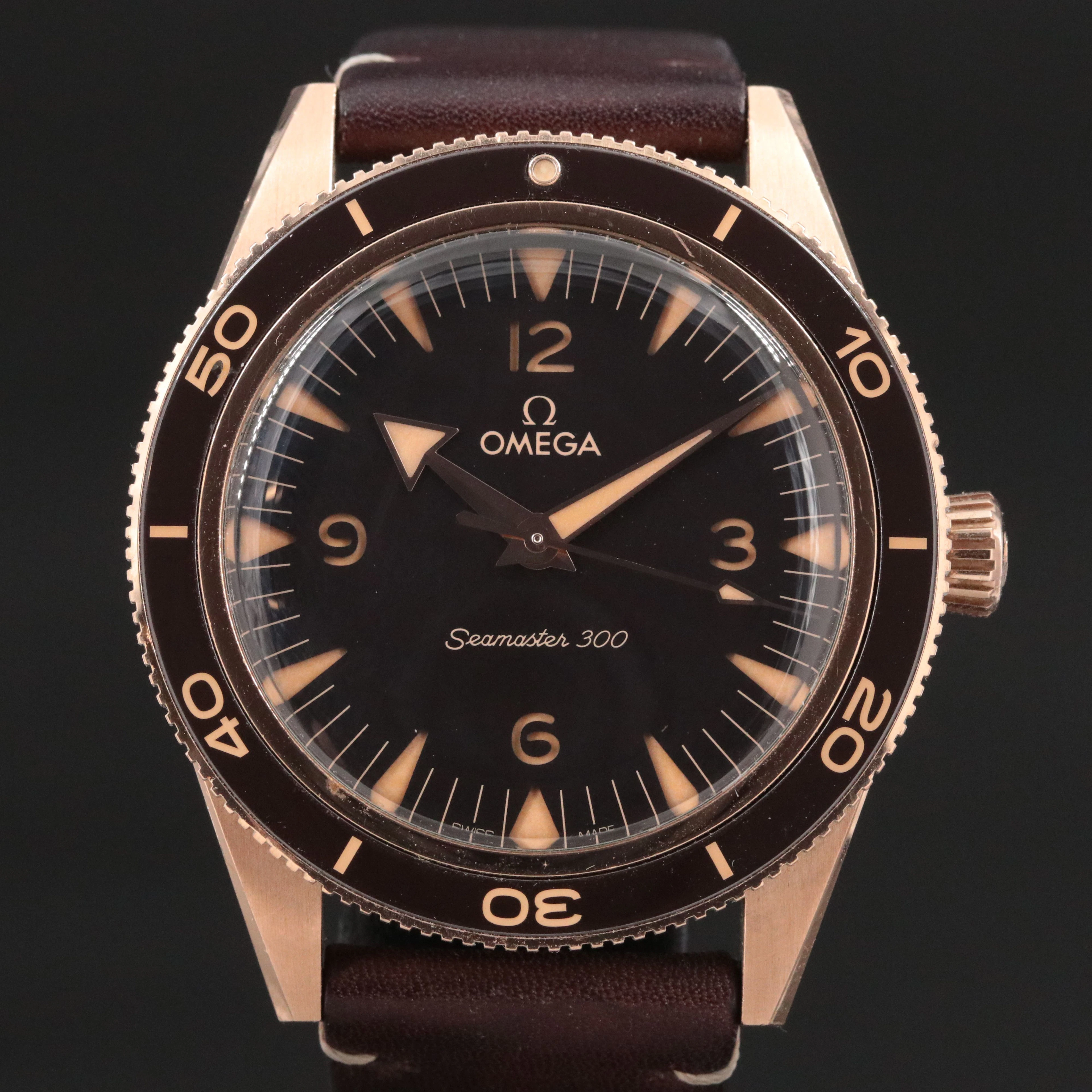 Omega Seamaster 300 Bronze Gold Leather Strap Master Co - Axial Watch