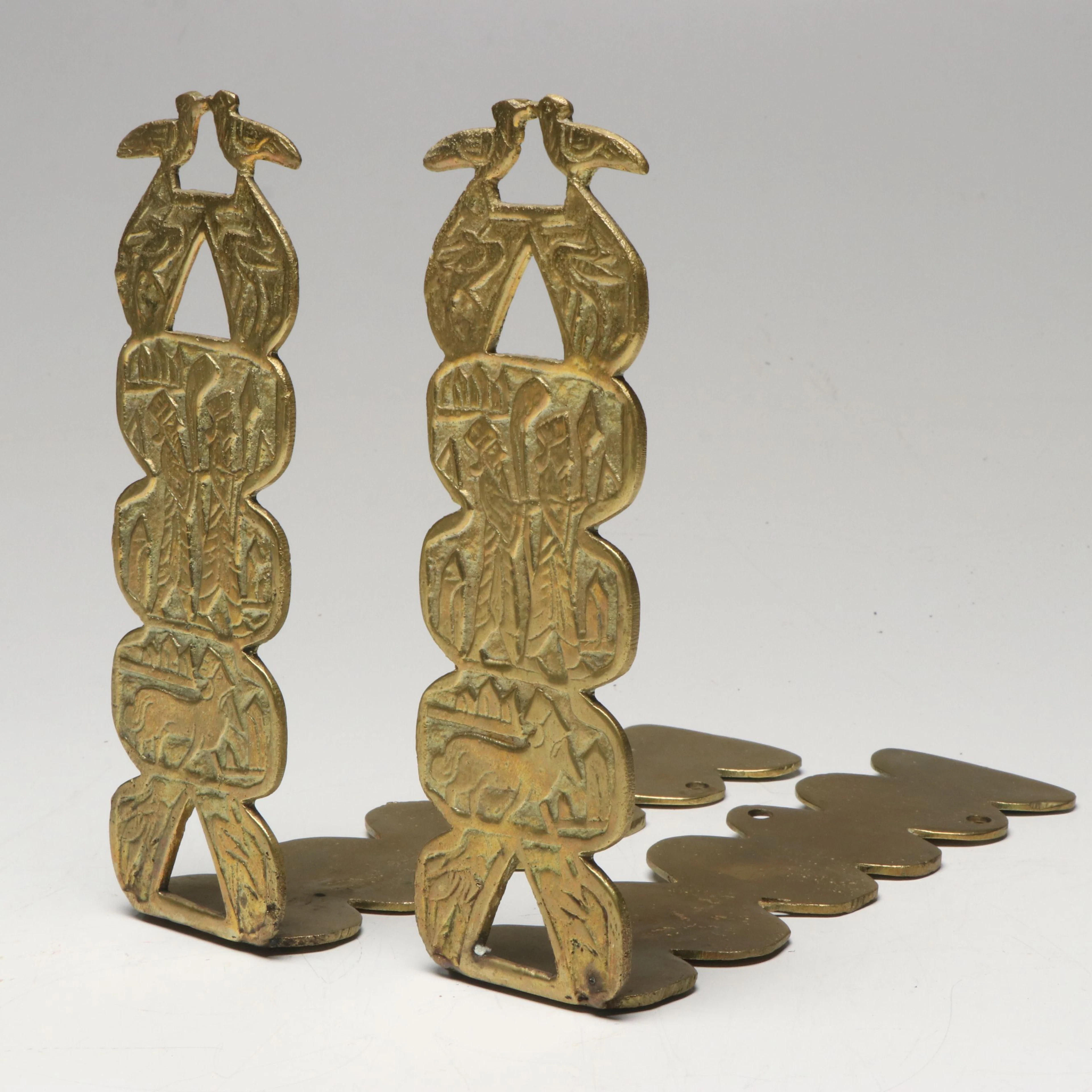 Middle Eastern Style Cast Brass Bookends
