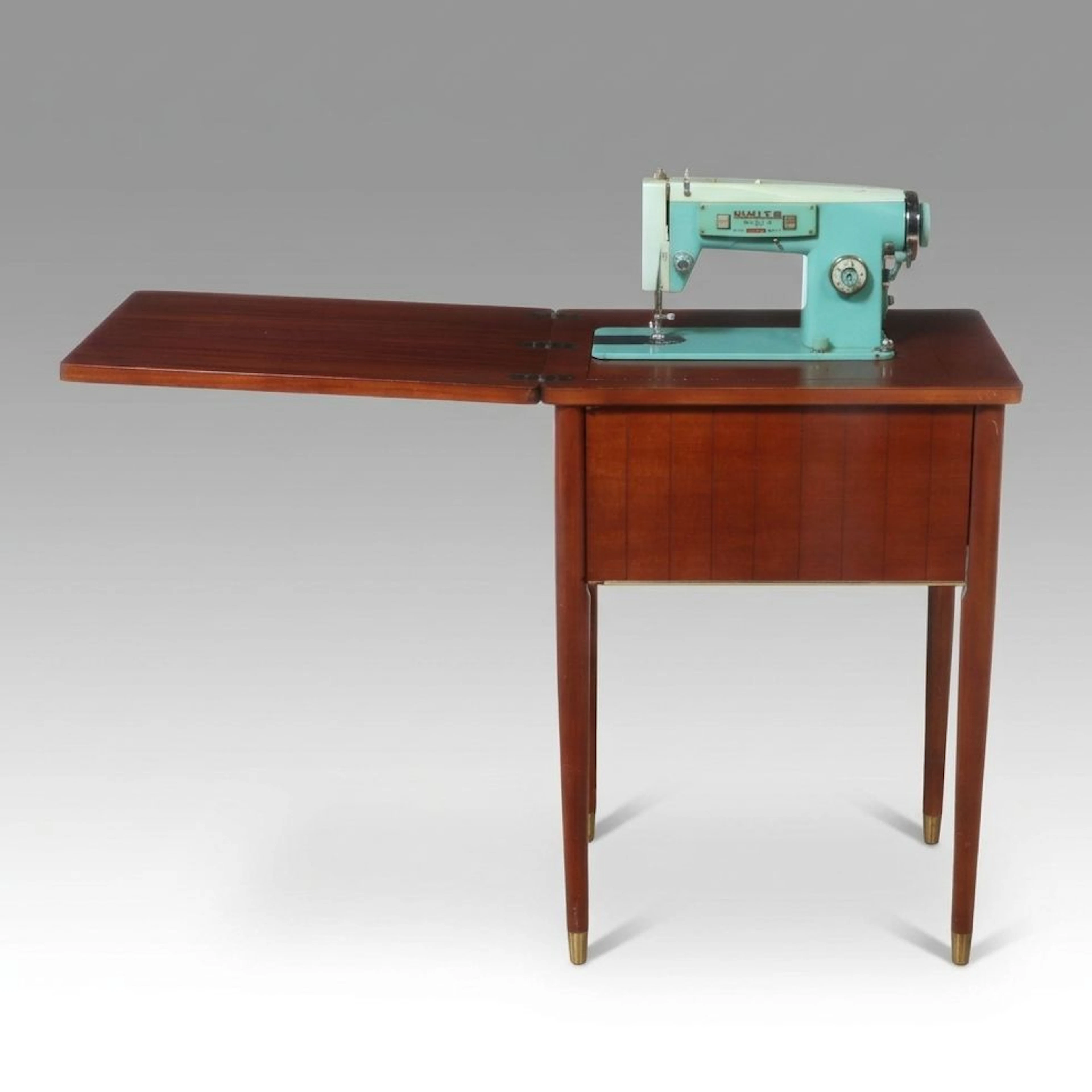 White Sewing Machine Corp. Zigzag Stitcher in Sewing Table, Mid-20th Century