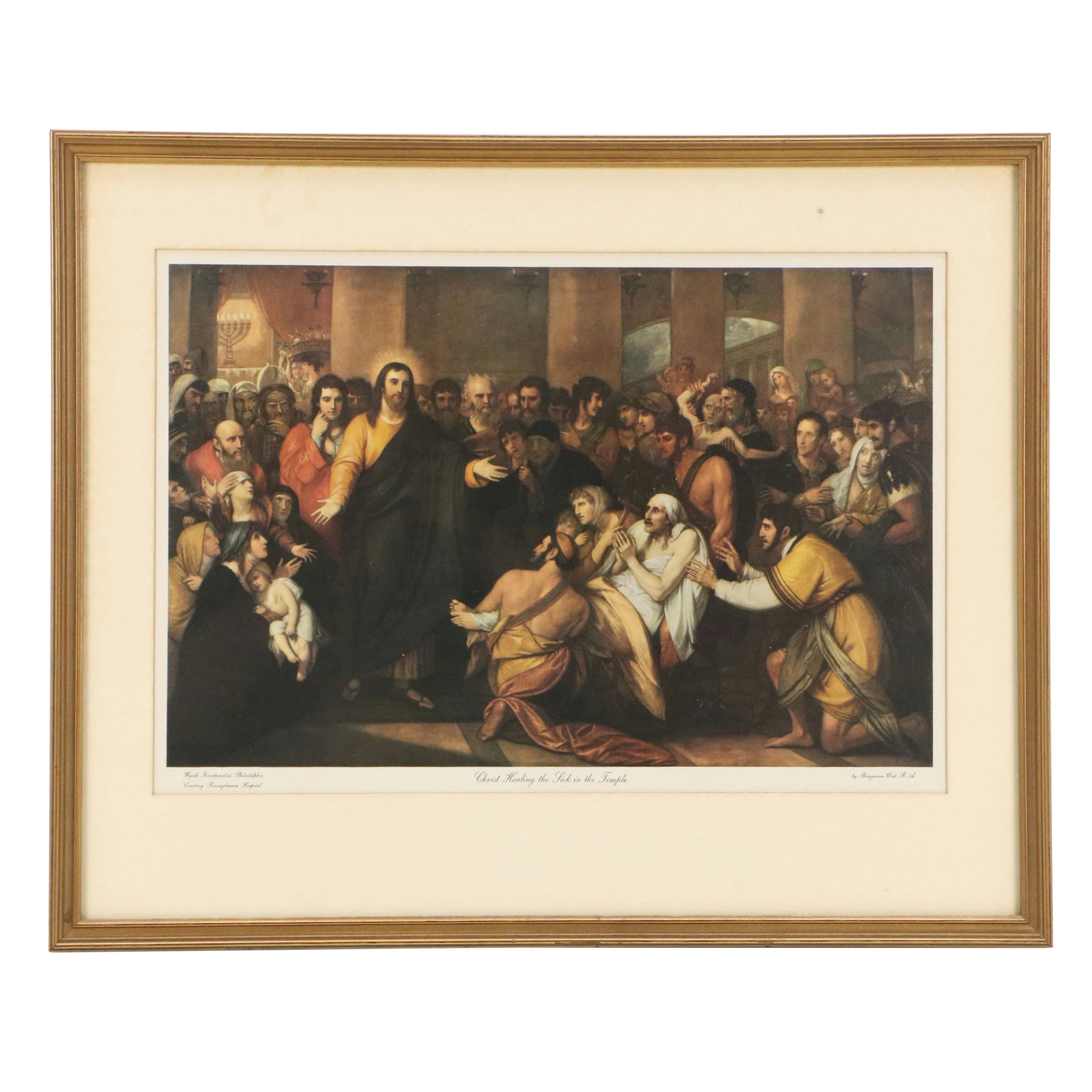 Offset Lithograph After Benjamin West "Christ Healing the Sick in the Temple"