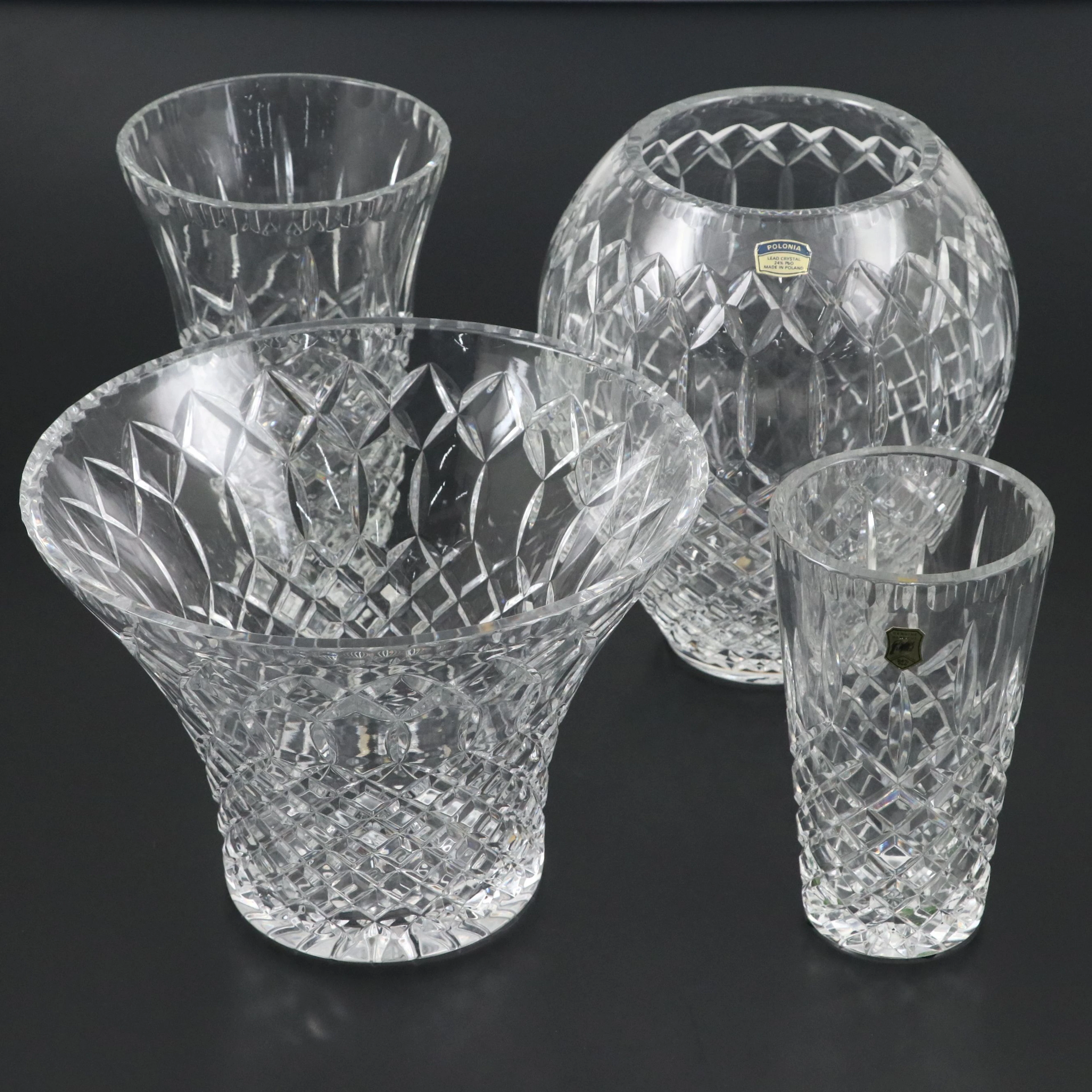Polish and Other Cut Crystal Vases, Late 20th/Early 21st C.
