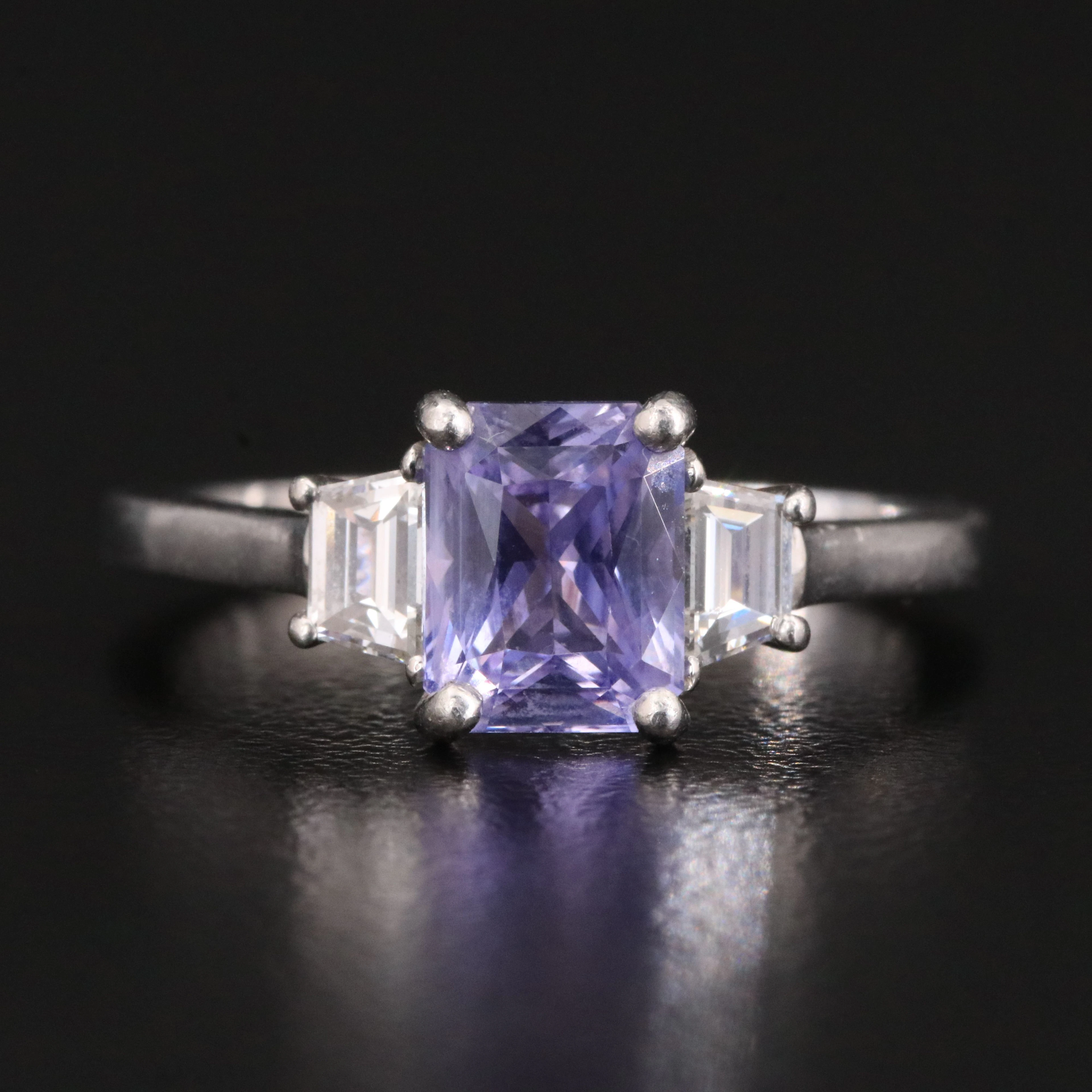 Platinum 2.25 CT Unheated Ceylon Purple Sapphire & Diamond Ring with GIA Report