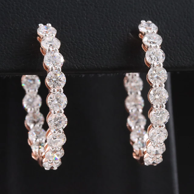 14K Rose Gold 6.21 CTW Lab Grown Diamond Inside-Out Hoop Earrings