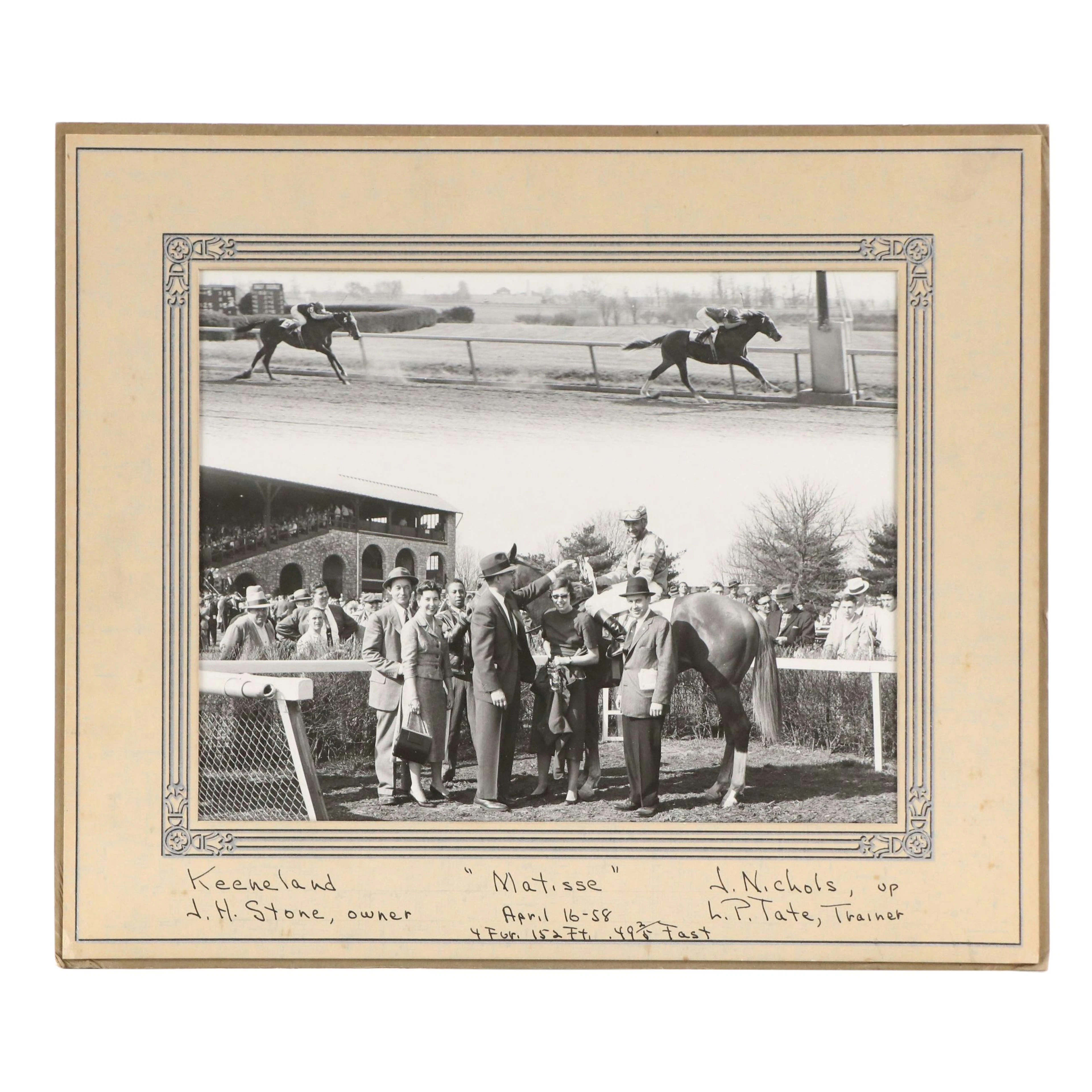 Keeneland Spring Meet Winner Matisse Maiden Race Photo Finish Collage, 1958
