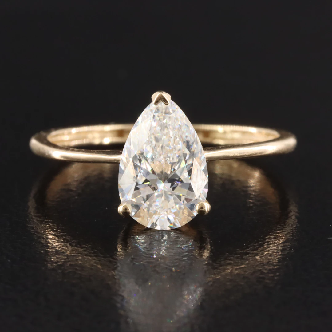 14K 1.43 CT Lab Grown Diamond Solitaire Ring with IGI Report