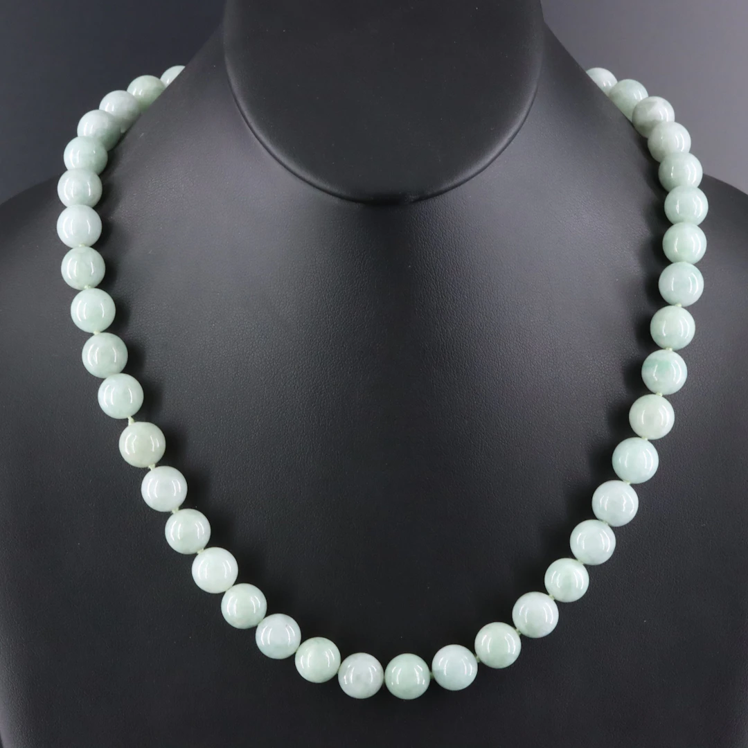 Jadeite Necklace with Sterling Clasp