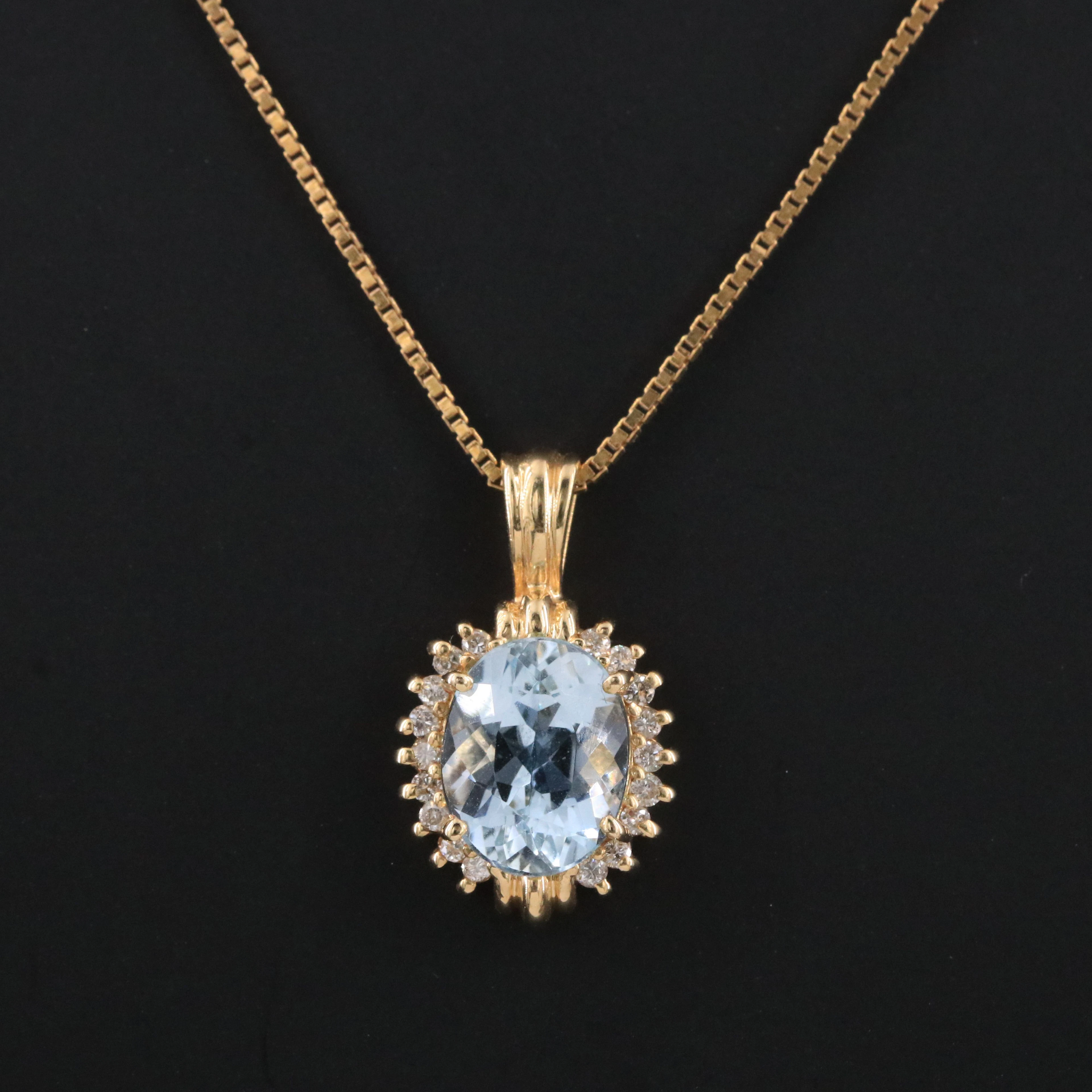 14K Aquamarine and Diamond Necklace