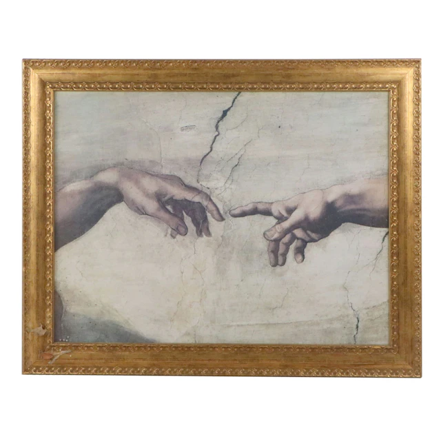 Offset Lithograph After Michelangelo "The Creation of Adam," Late 20th Century