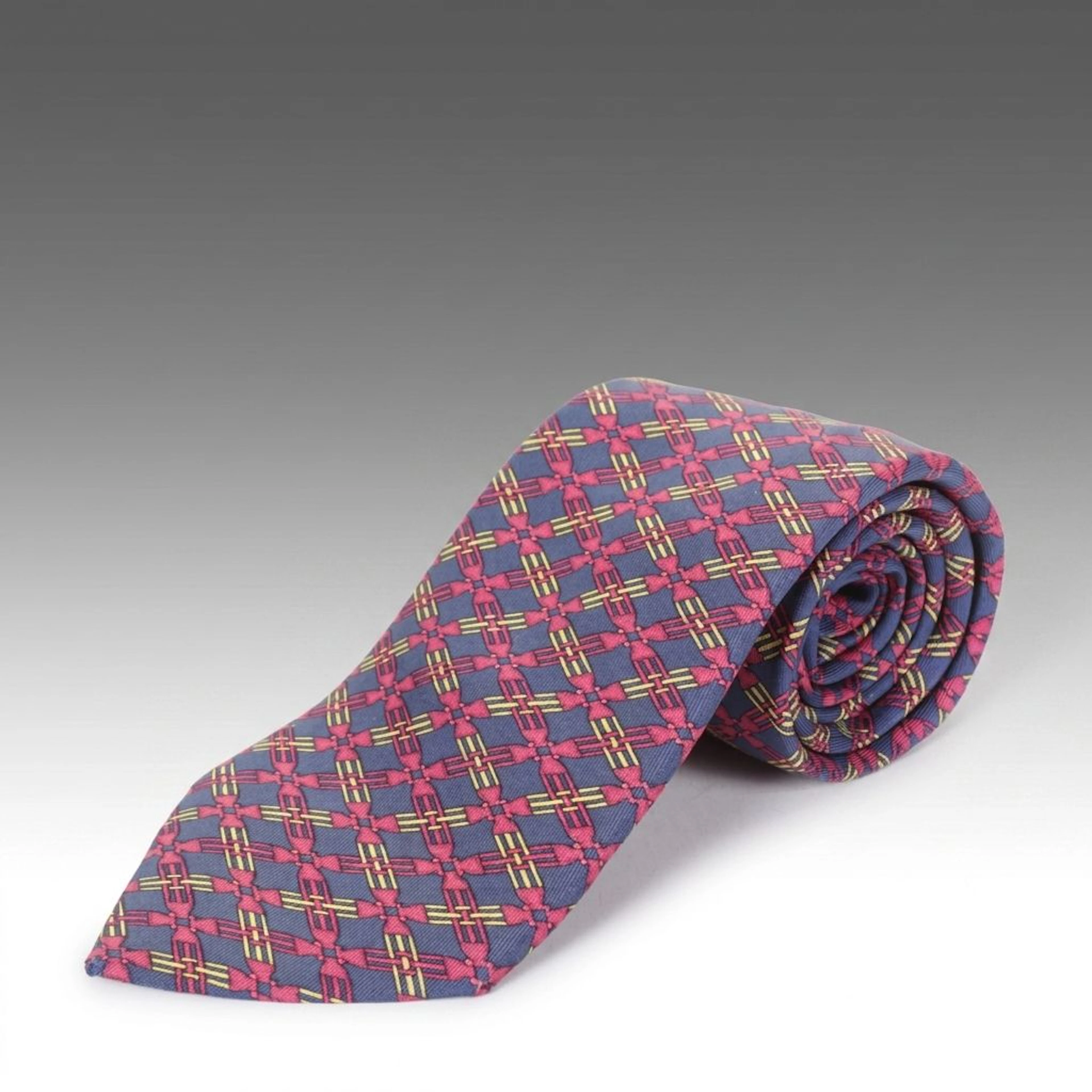 Hermès Silk Red, Blue and Yellow Neck Tie
