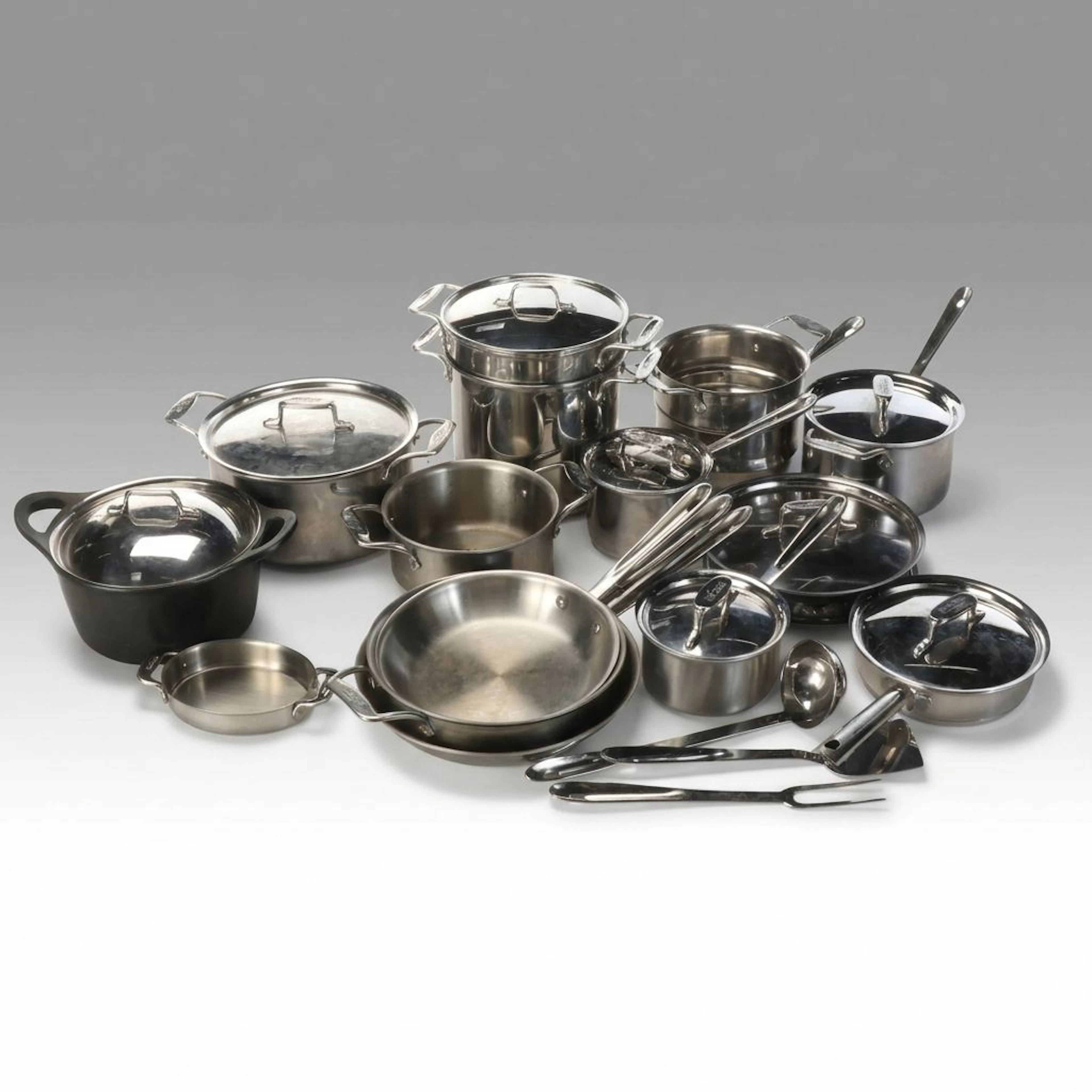 All-Clad Stainless Steel Pots and Pans with Kitchen Utensils