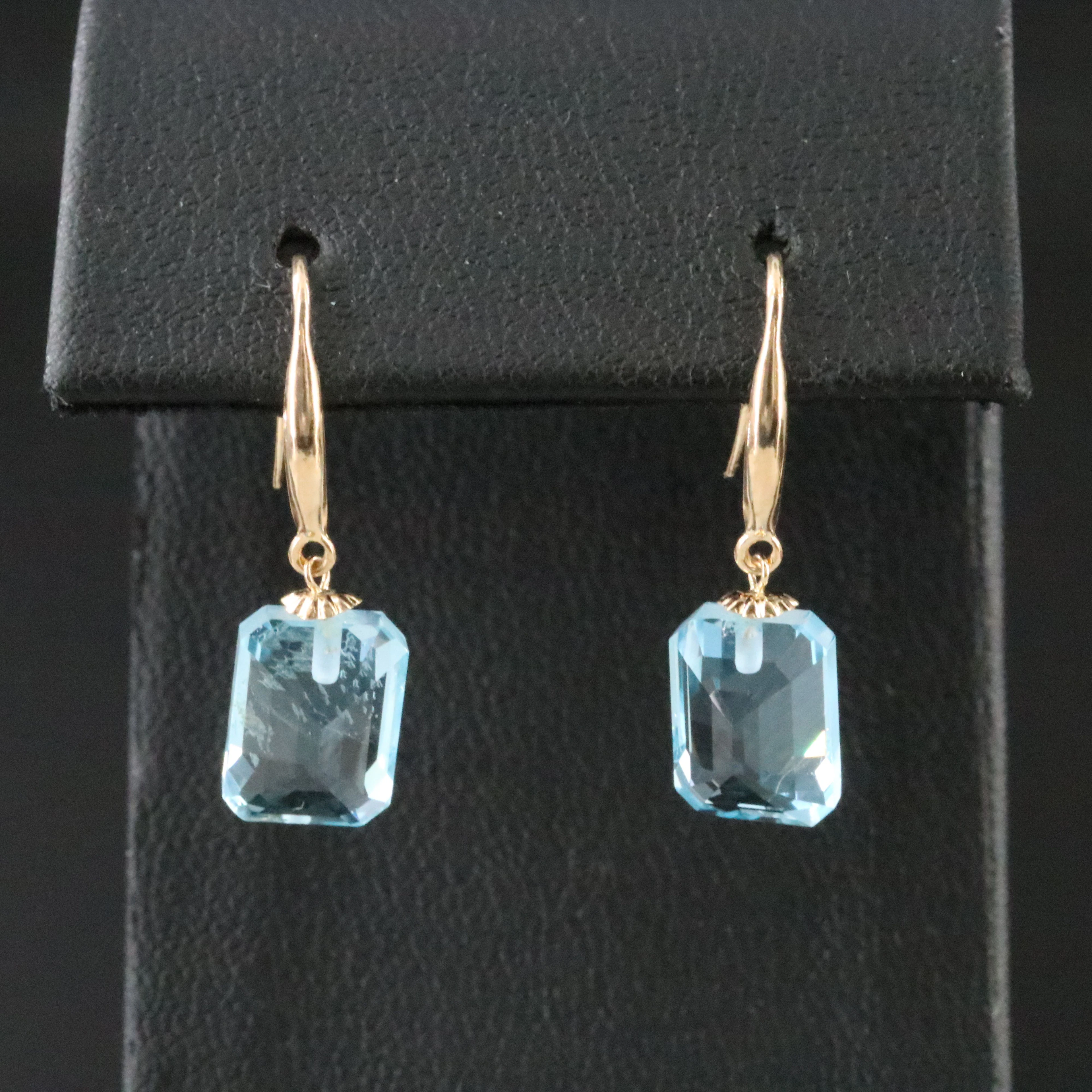 18K Blue Topaz Drop Earrings