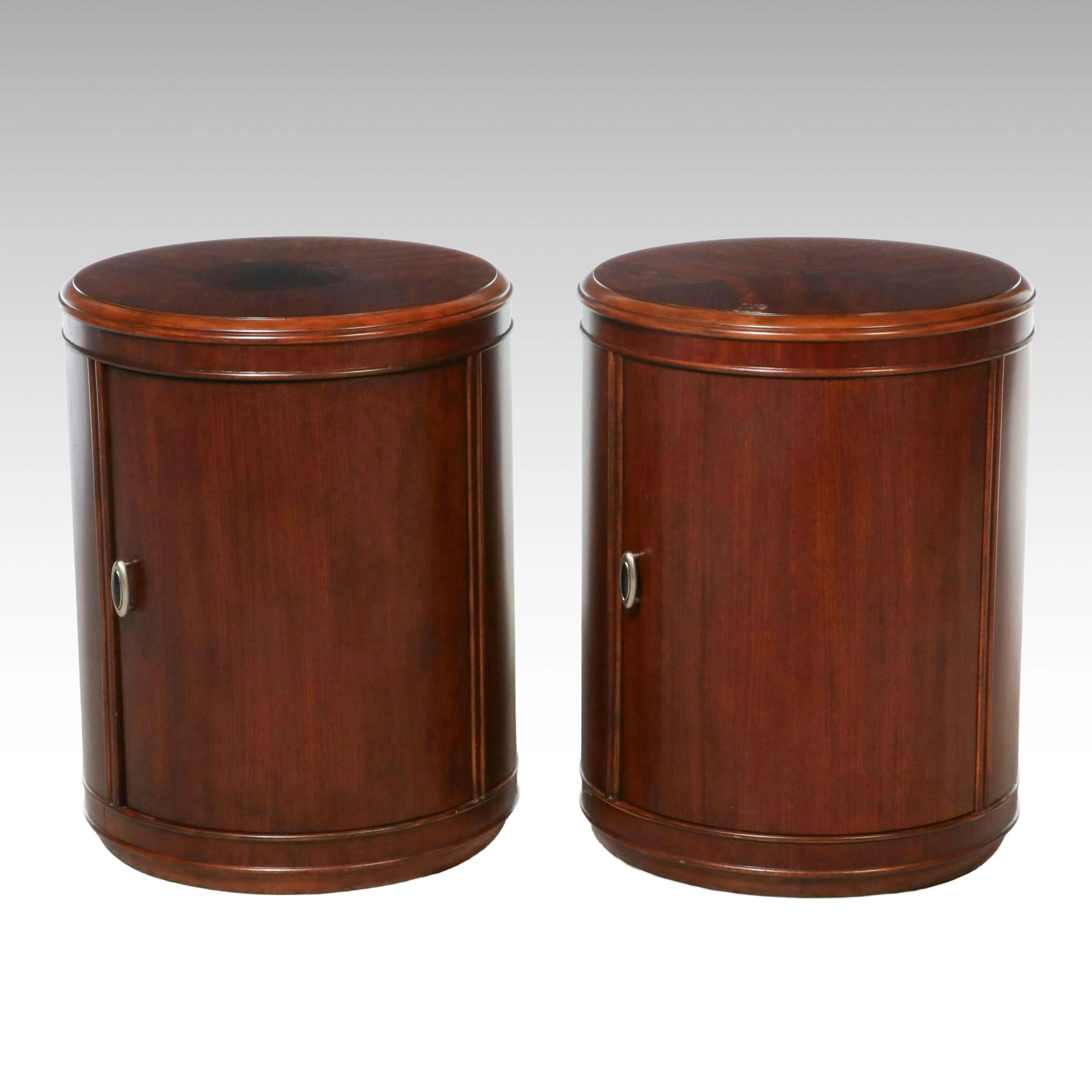 Pair of Mahogany Drum End Tables, Late 20th Century