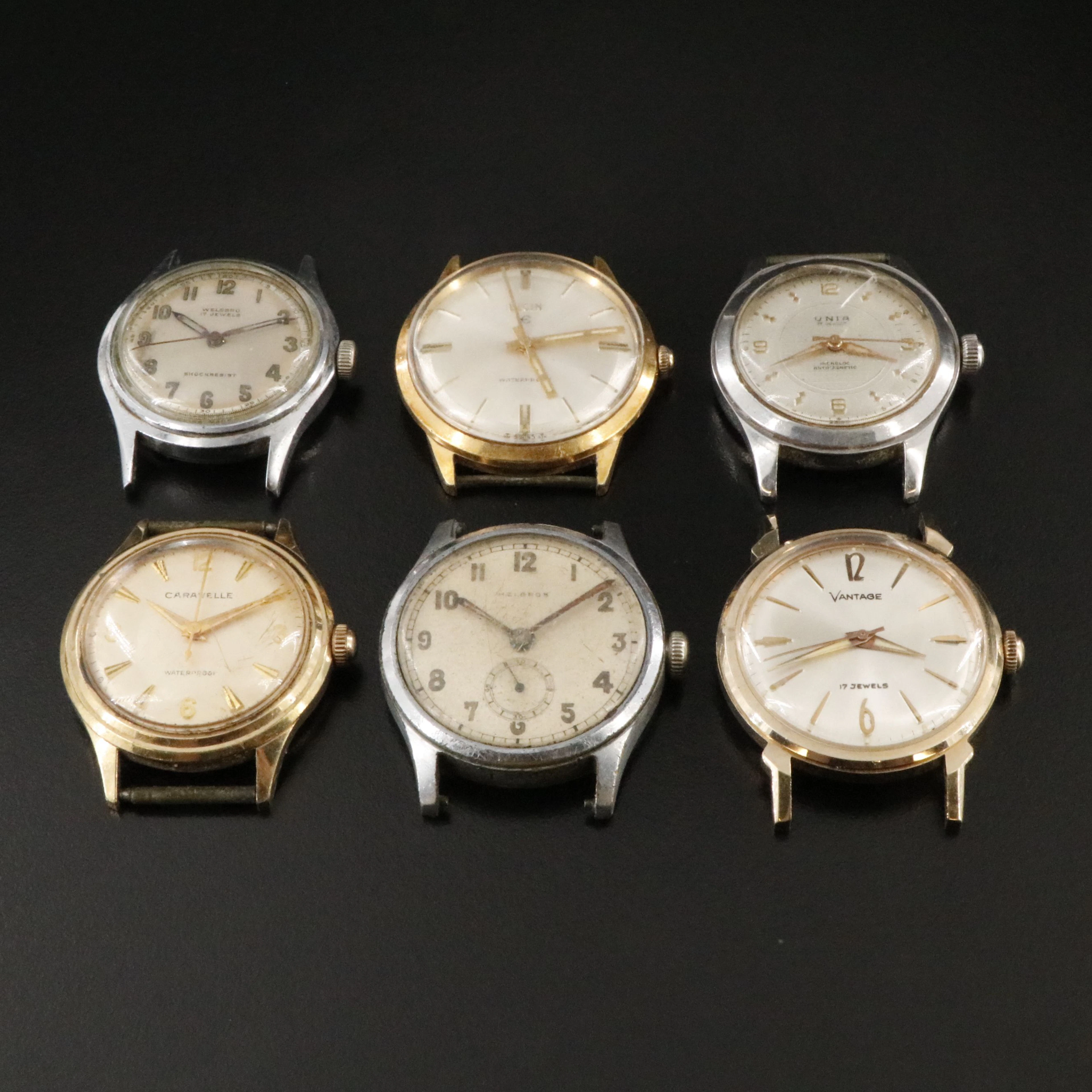 Collection of Stem Wind Watches Featuring Helbros, Caravelle and Elgin