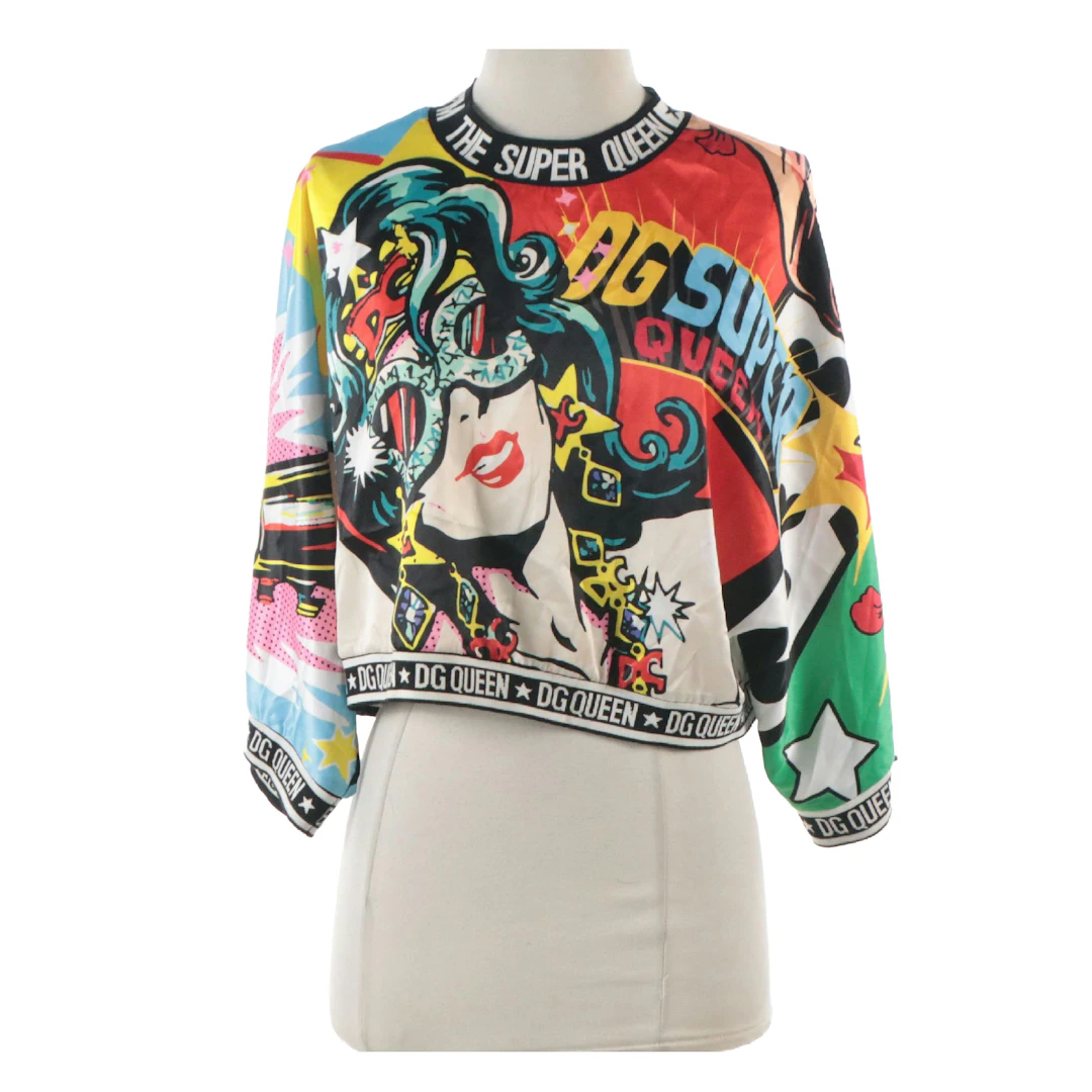 Dolce & Gabbana Super Heroine Pop-Art Comic Printed Short Sleeve Blouse