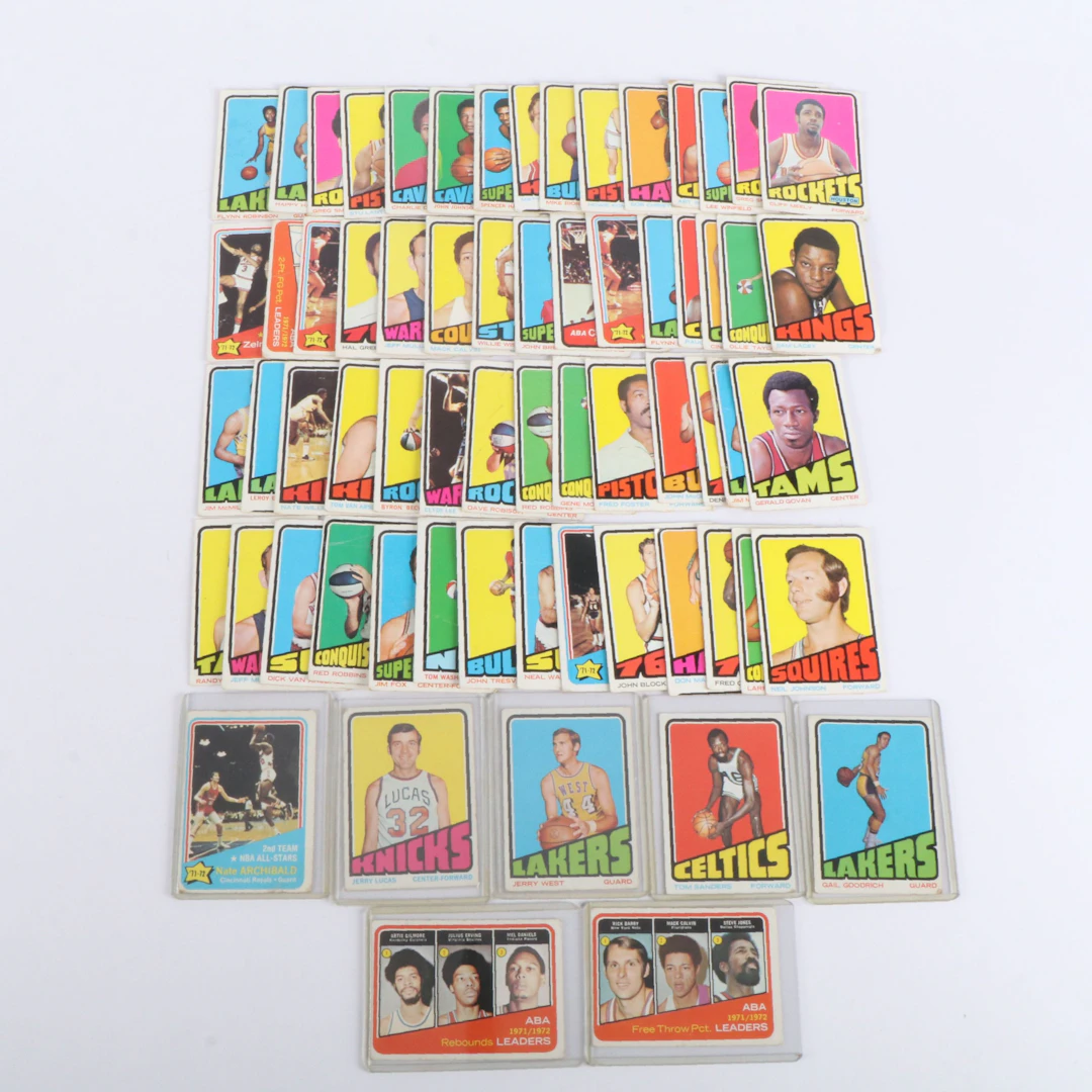 1972-73 Topps Basketball Cards with Jerry West, Jerry Lucas, and Nate Archibald