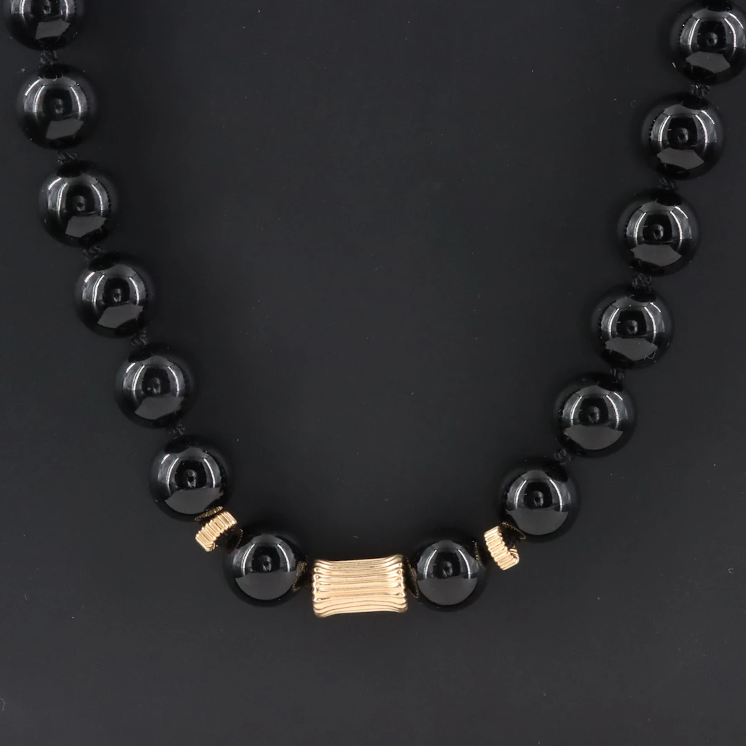 Black Onyx Necklace with 14K Accent Beads