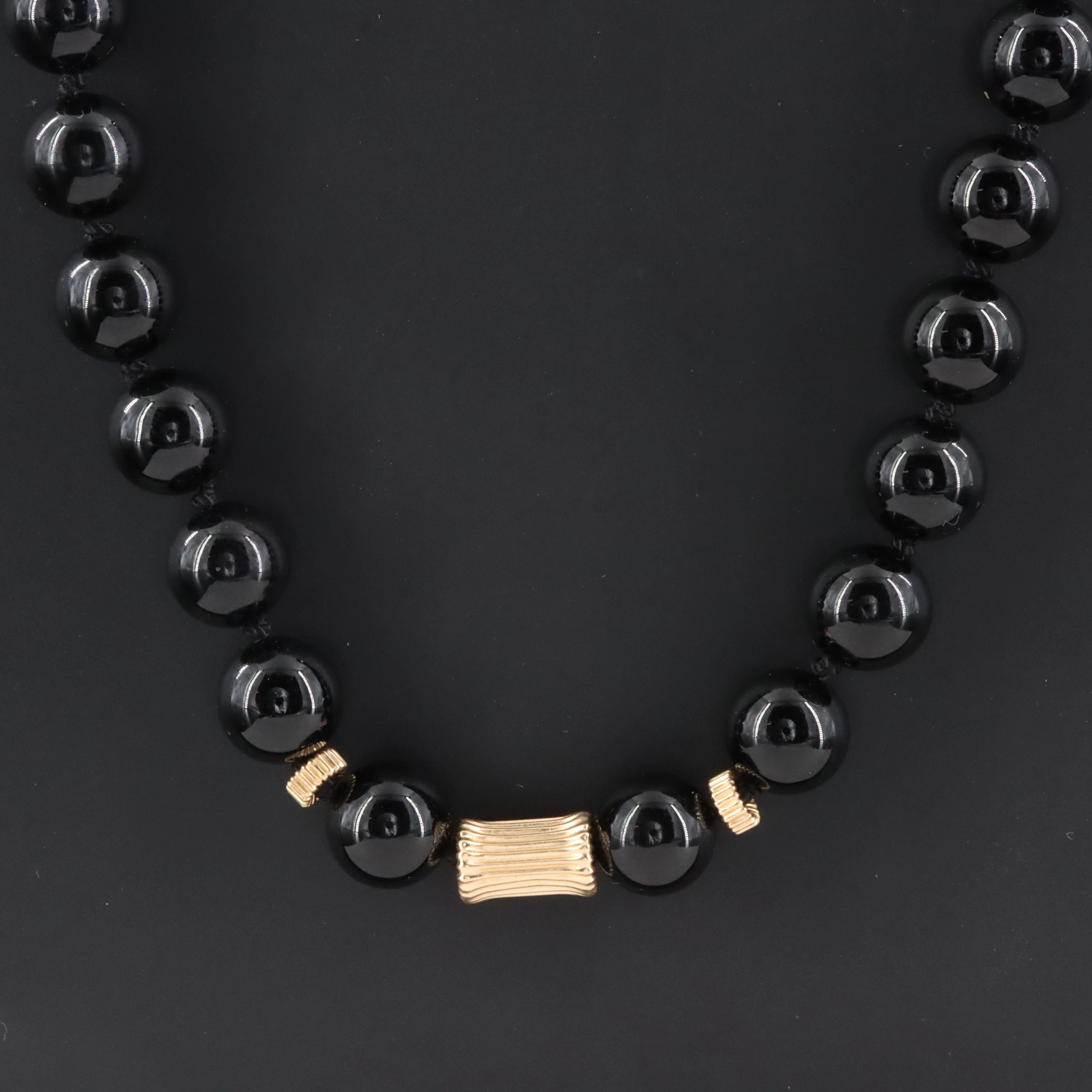 Black Onyx Necklace with 14K Accent Beads