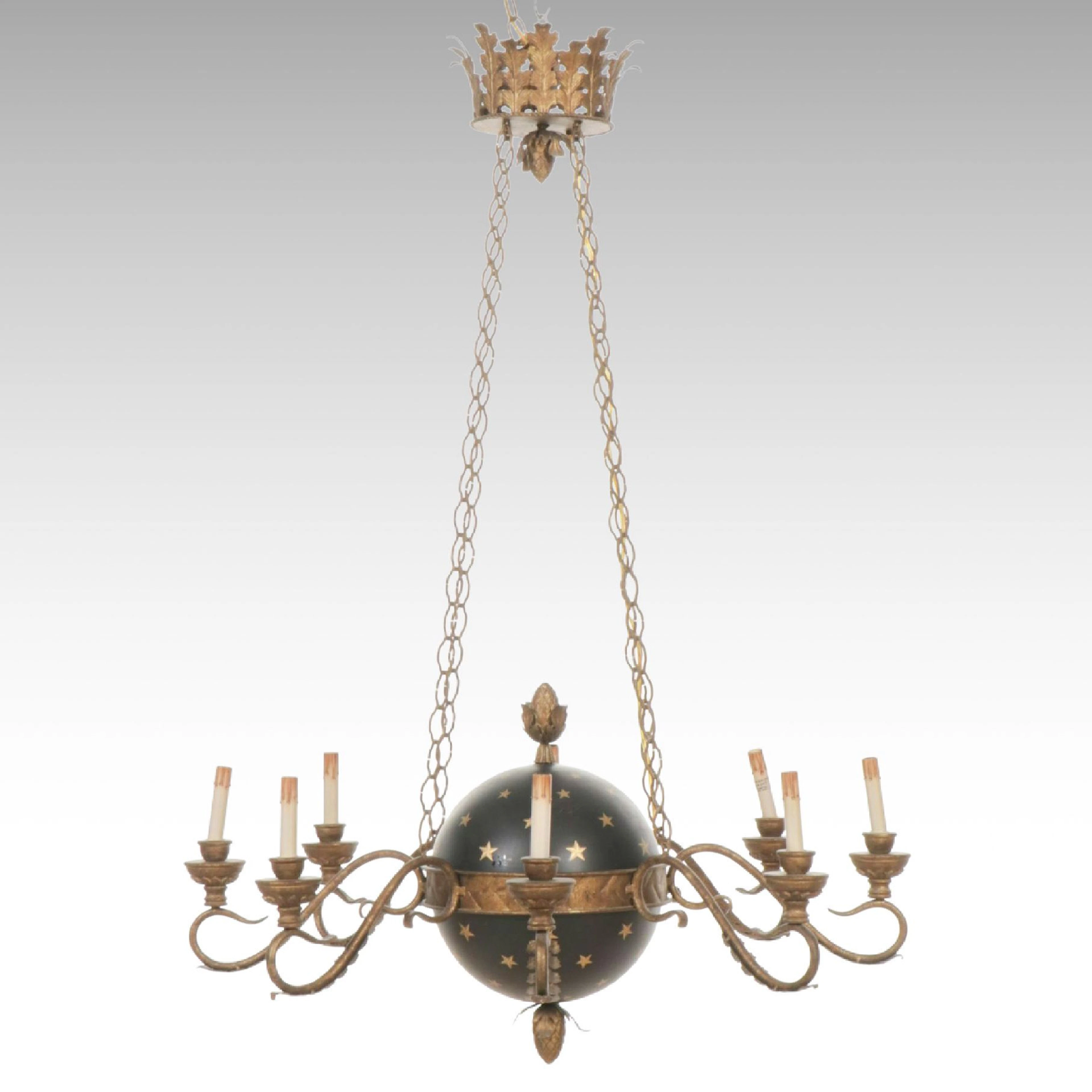 Currey & Company French Empire Style Celestial Globe Chandelier, 2009