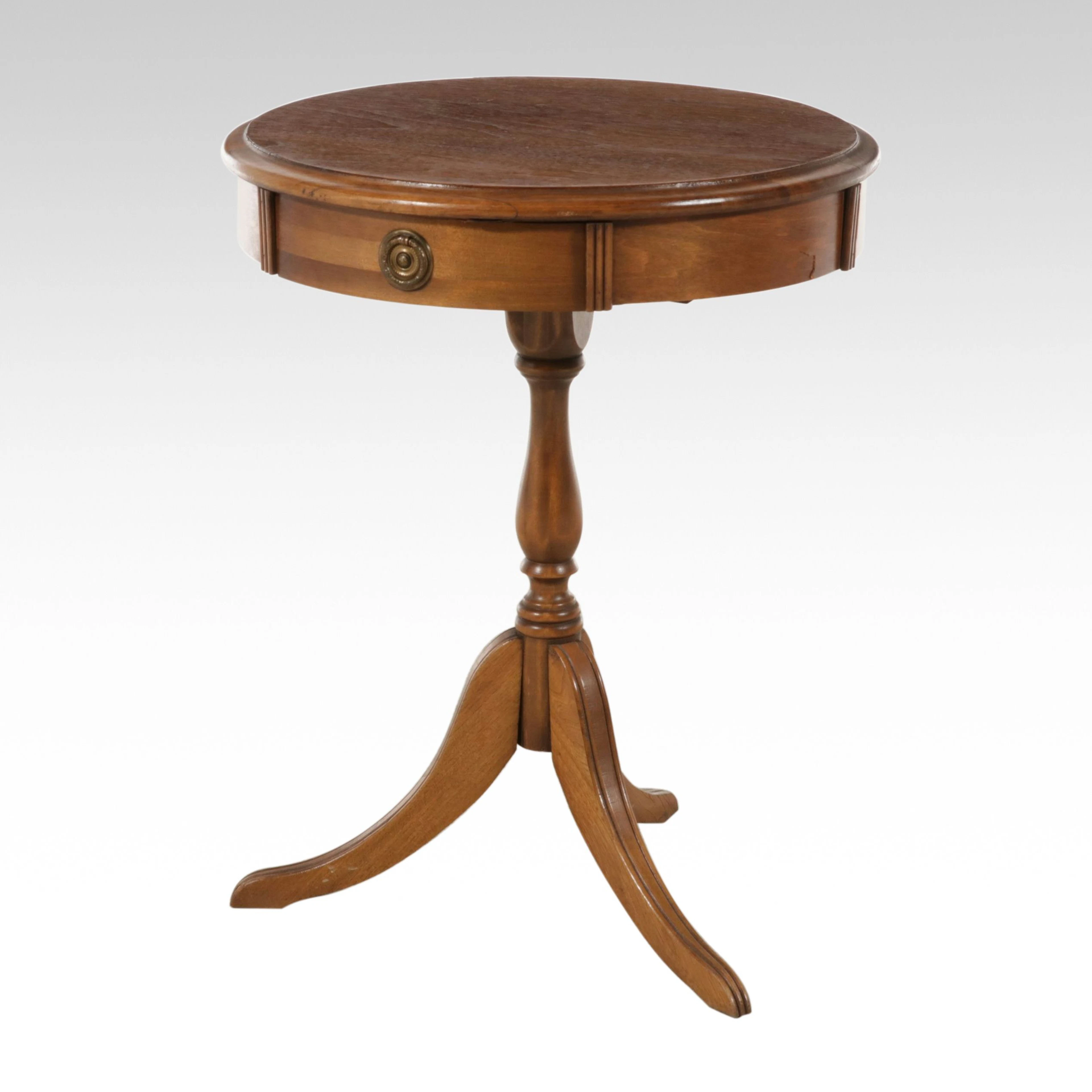 Regency Style Mahogany Round Drum Table, Mid to Late 20th Century