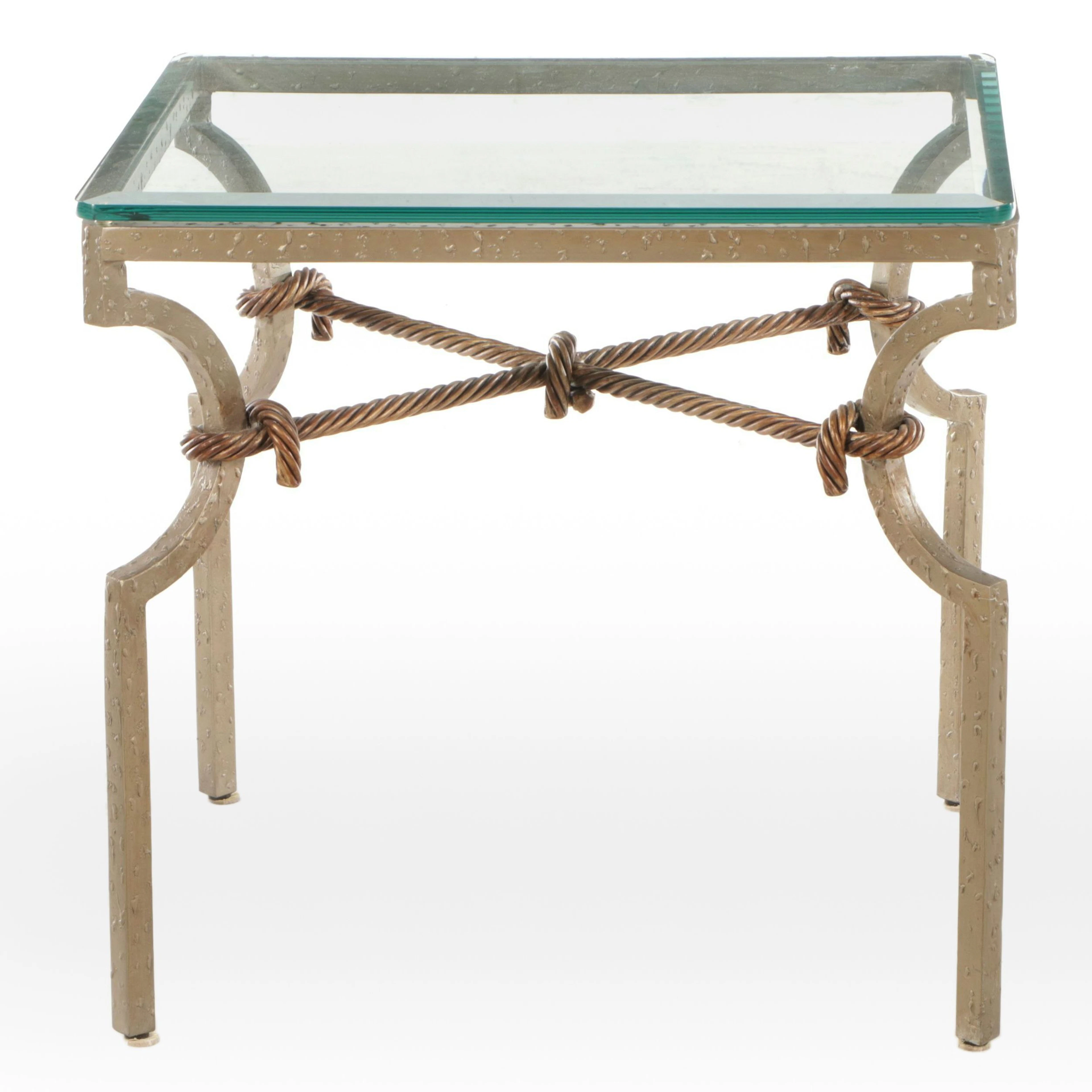 Glass Top Side Table with Knot Details