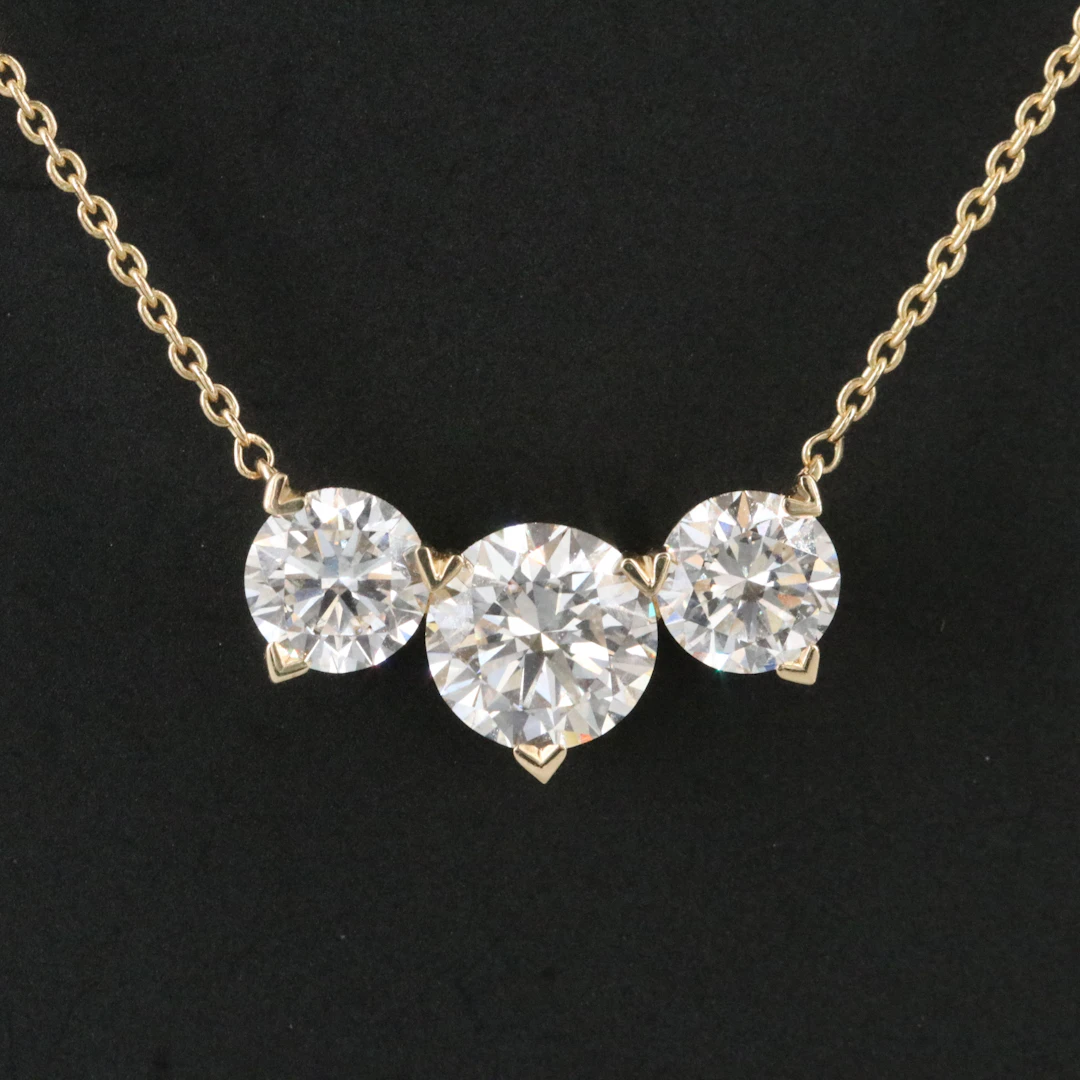 14K 2.00 CTW Lab Grown Diamond Three Stone Station Necklace with IGI Report