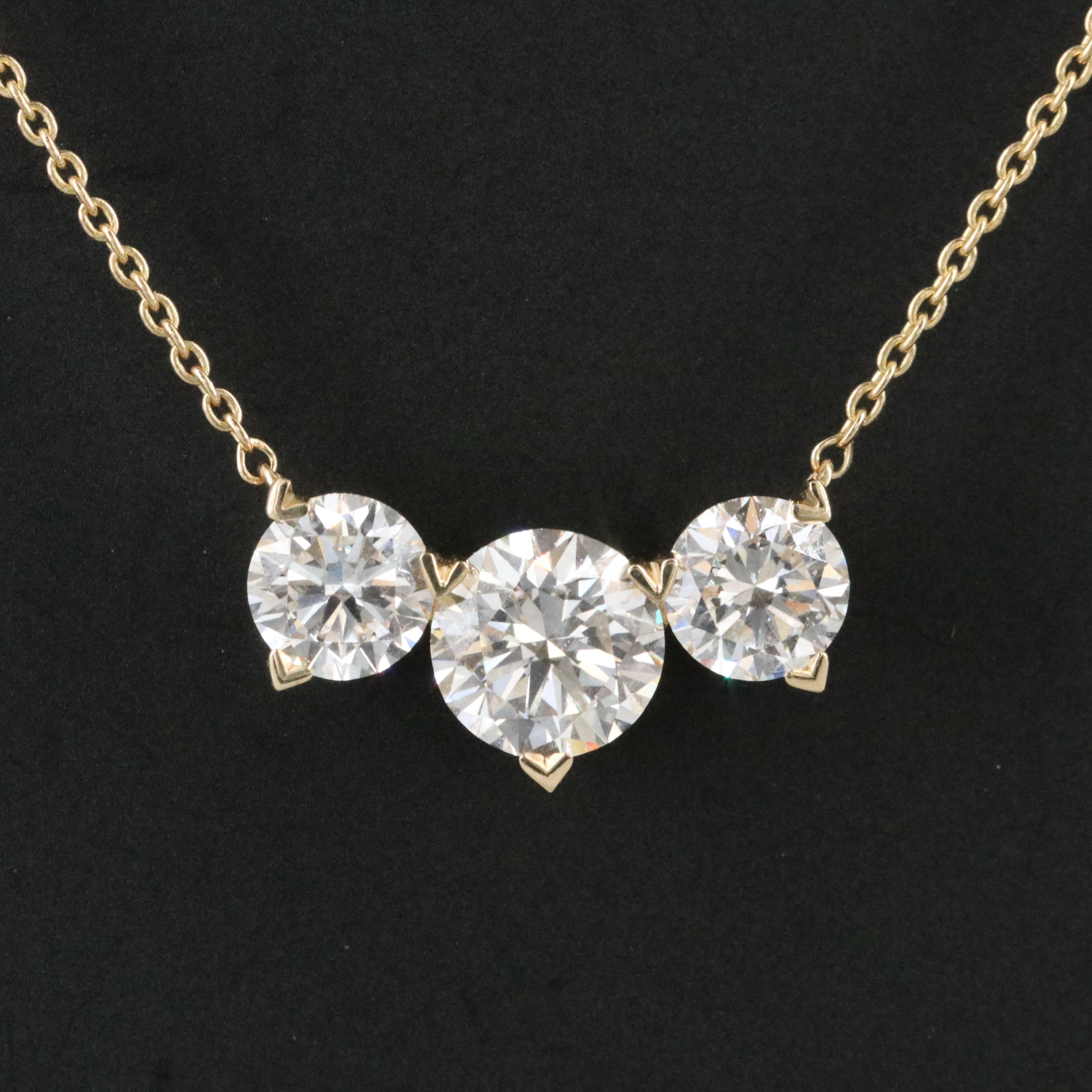 14K 2.00 CTW Lab Grown Diamond Three Stone Station Necklace with IGI Report