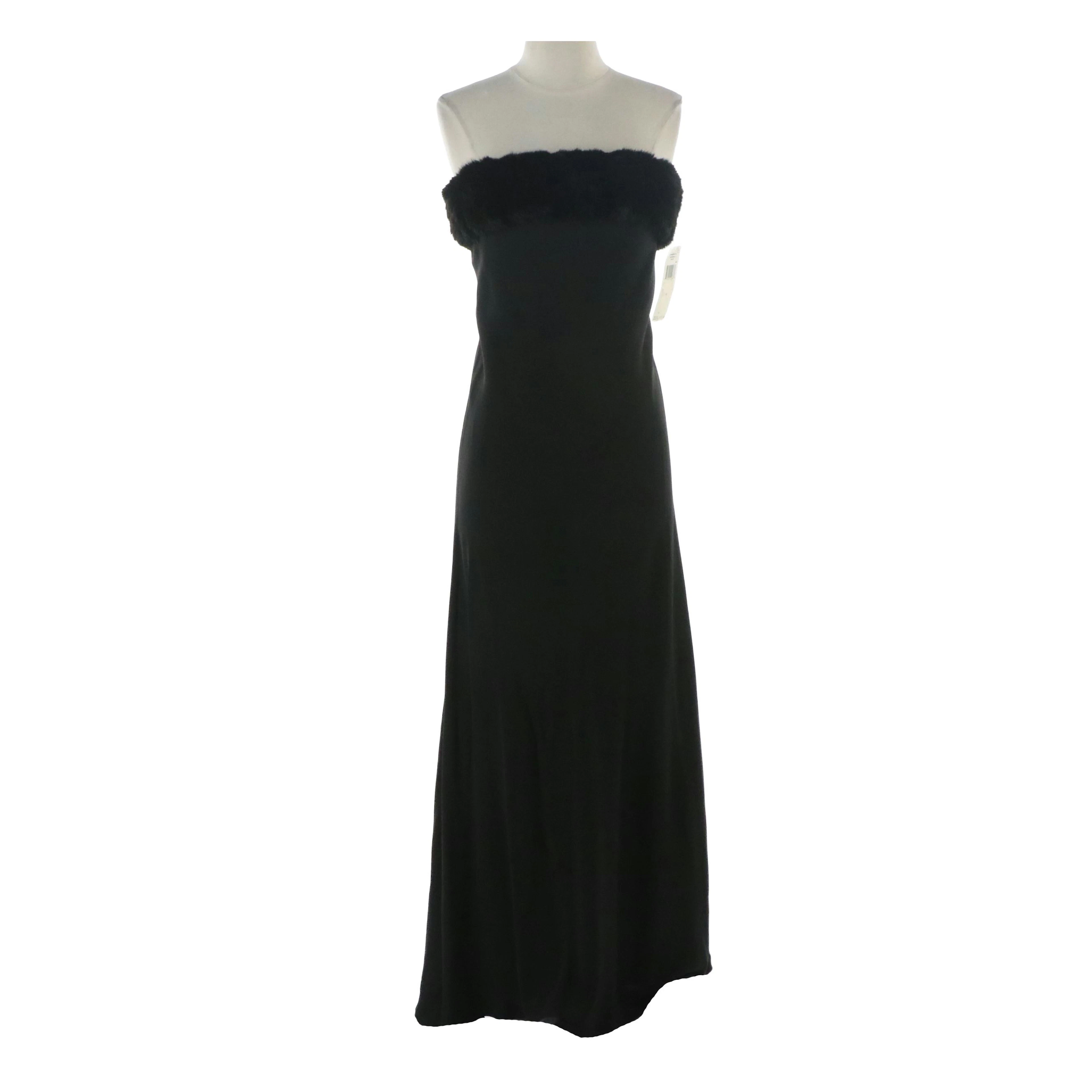 Lauren Ralph Lauren Faux Fur Trim Strapless Evening Dress With Retail Tag
