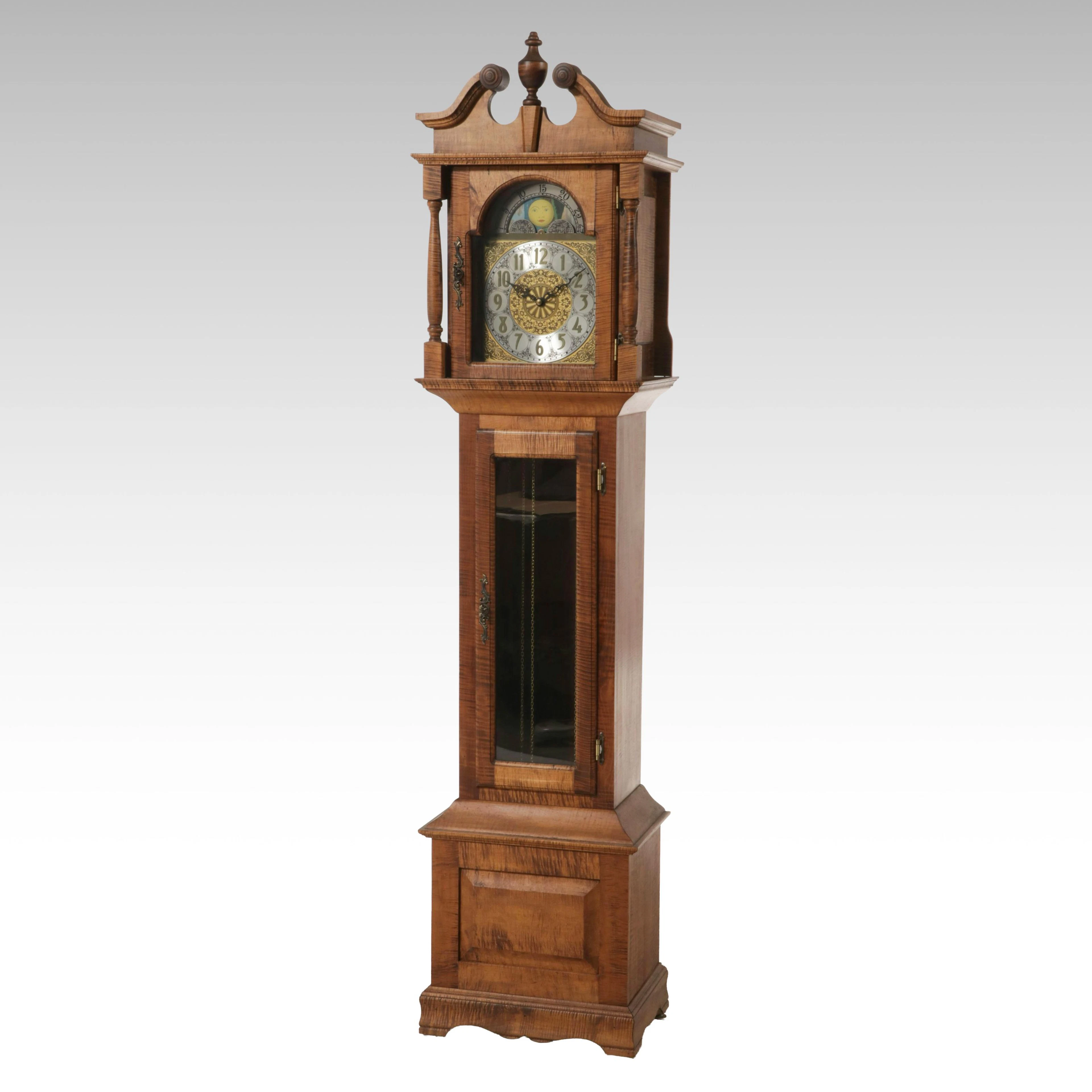 Country Style Tiger Maple Grandfather Clock