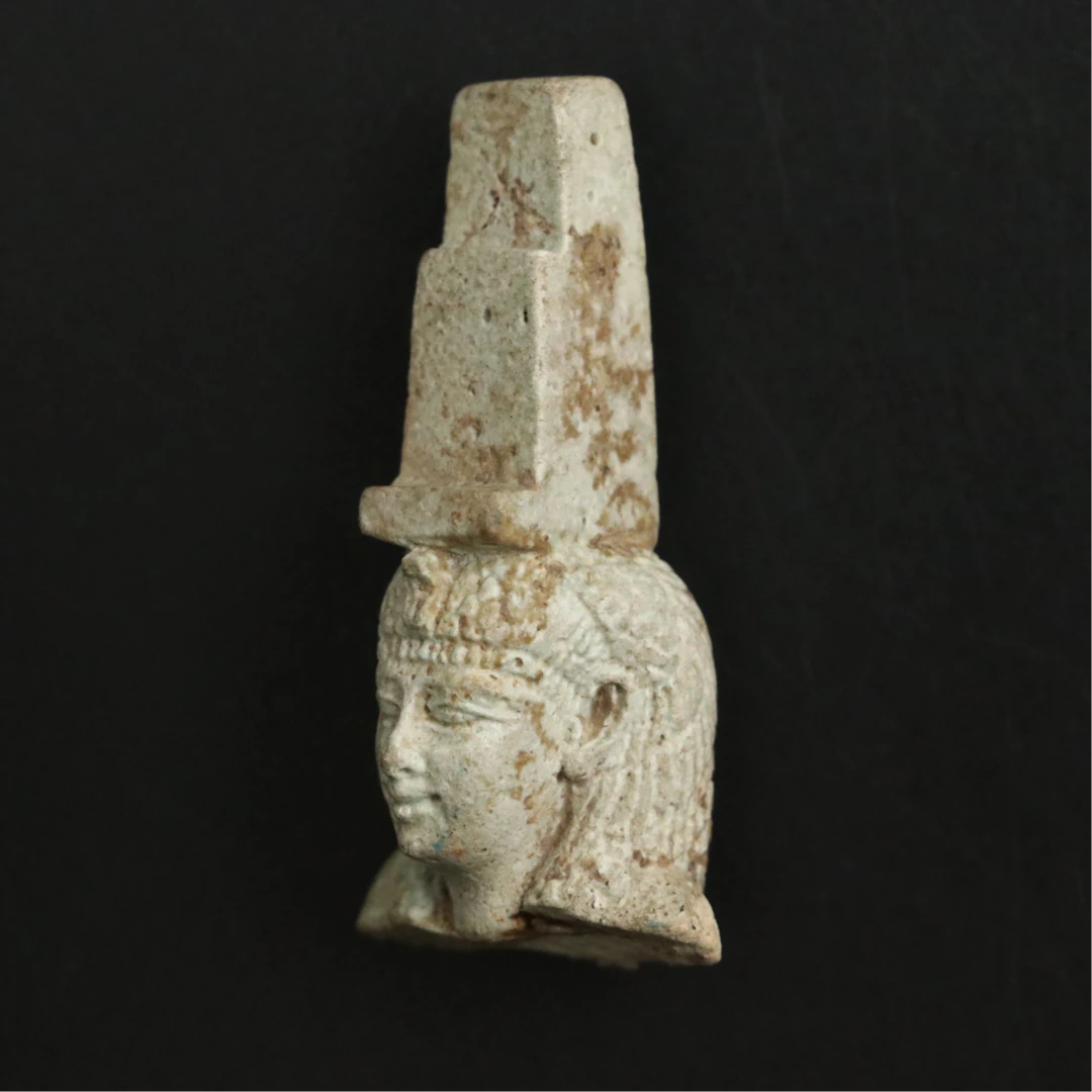 Egyptian Faience Fragment Head of Isis, Ptolemaic Period, 305 to 30 BCE