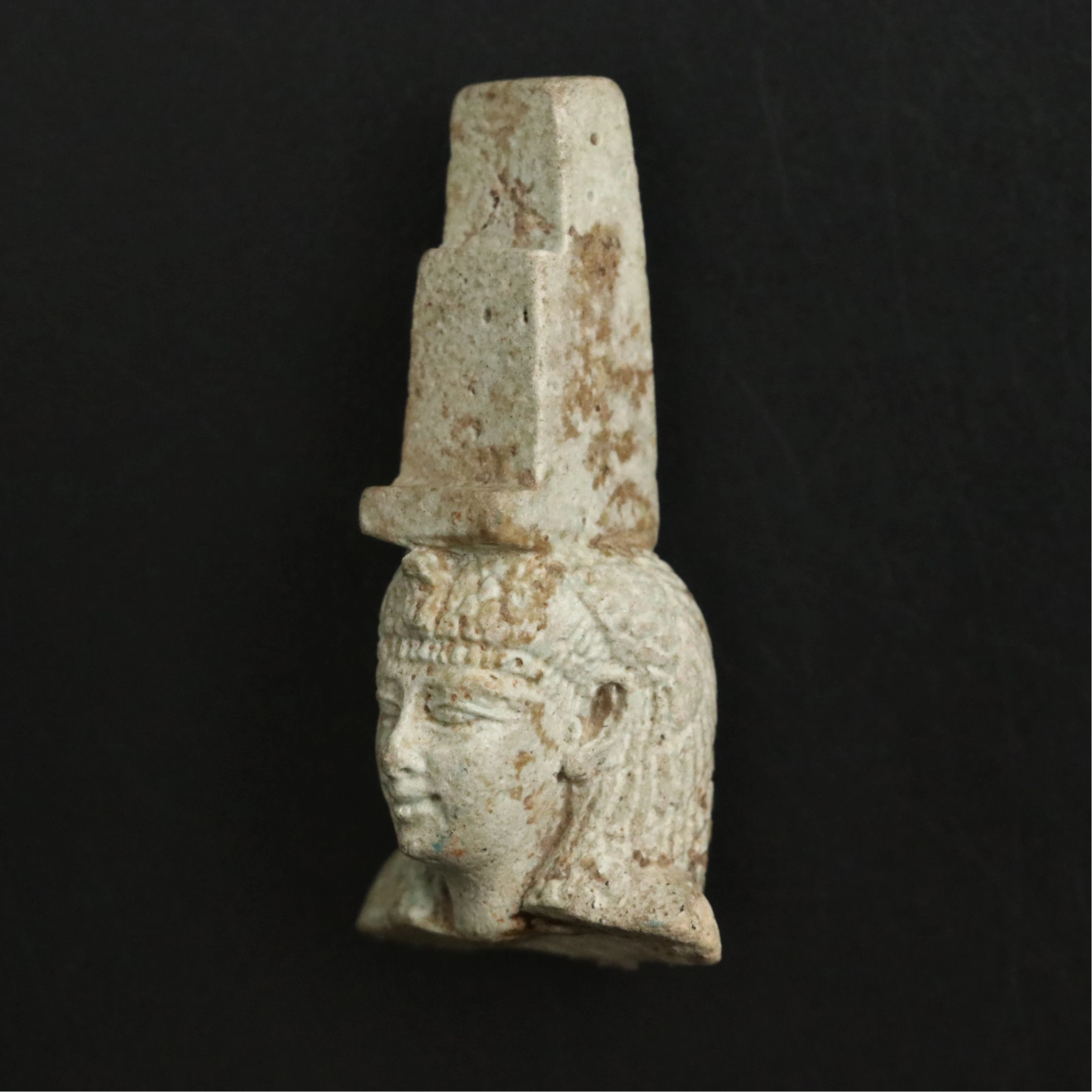 Egyptian Faience Fragment Head of Isis, Ptolemaic Period, 305 to 30 BCE