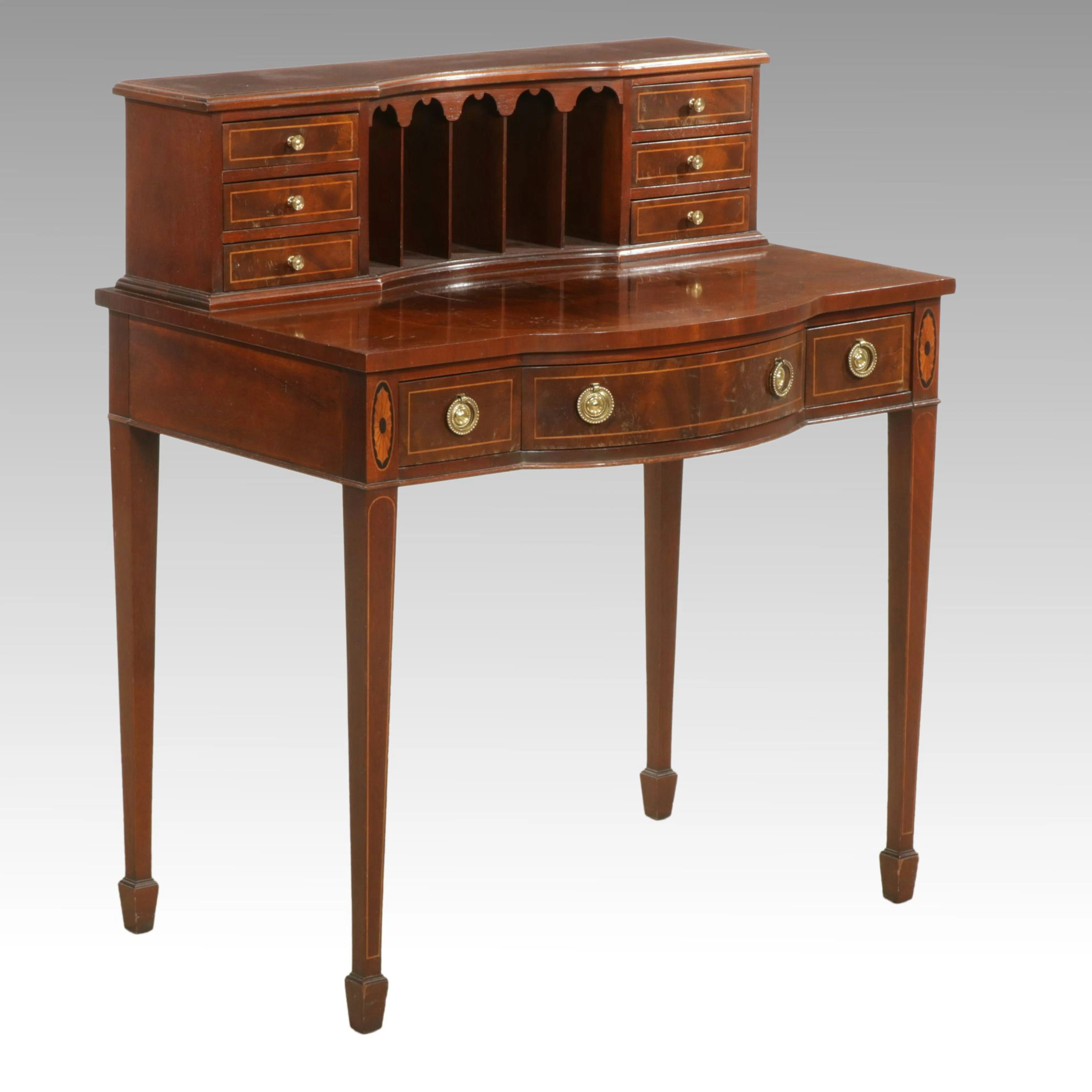 Baker Furniture Hepplewhite Style Mahogany Writing Desk, Late 20th Century