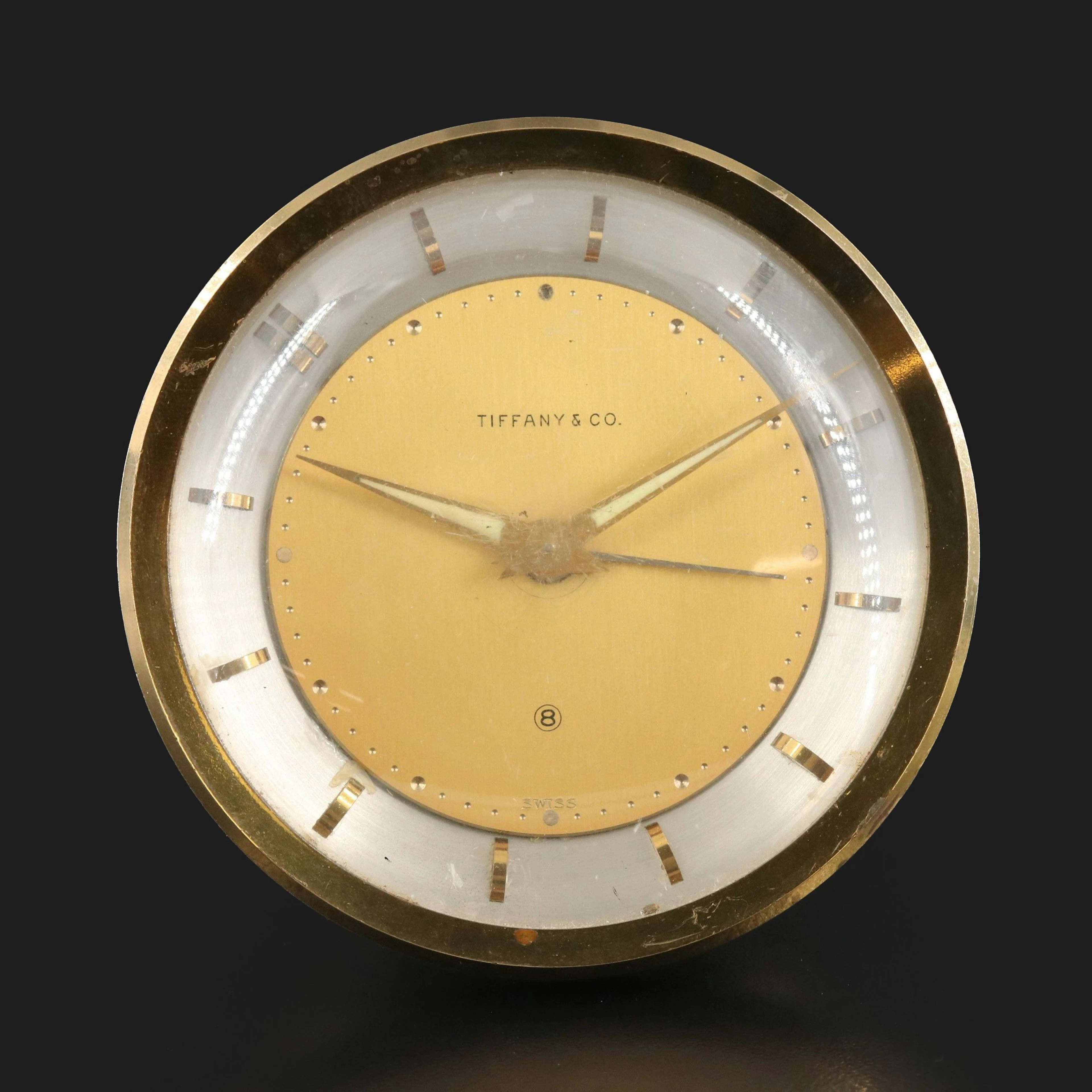Tiffany & Co. Brass Tone Wind Up Vintage Alarm Clock