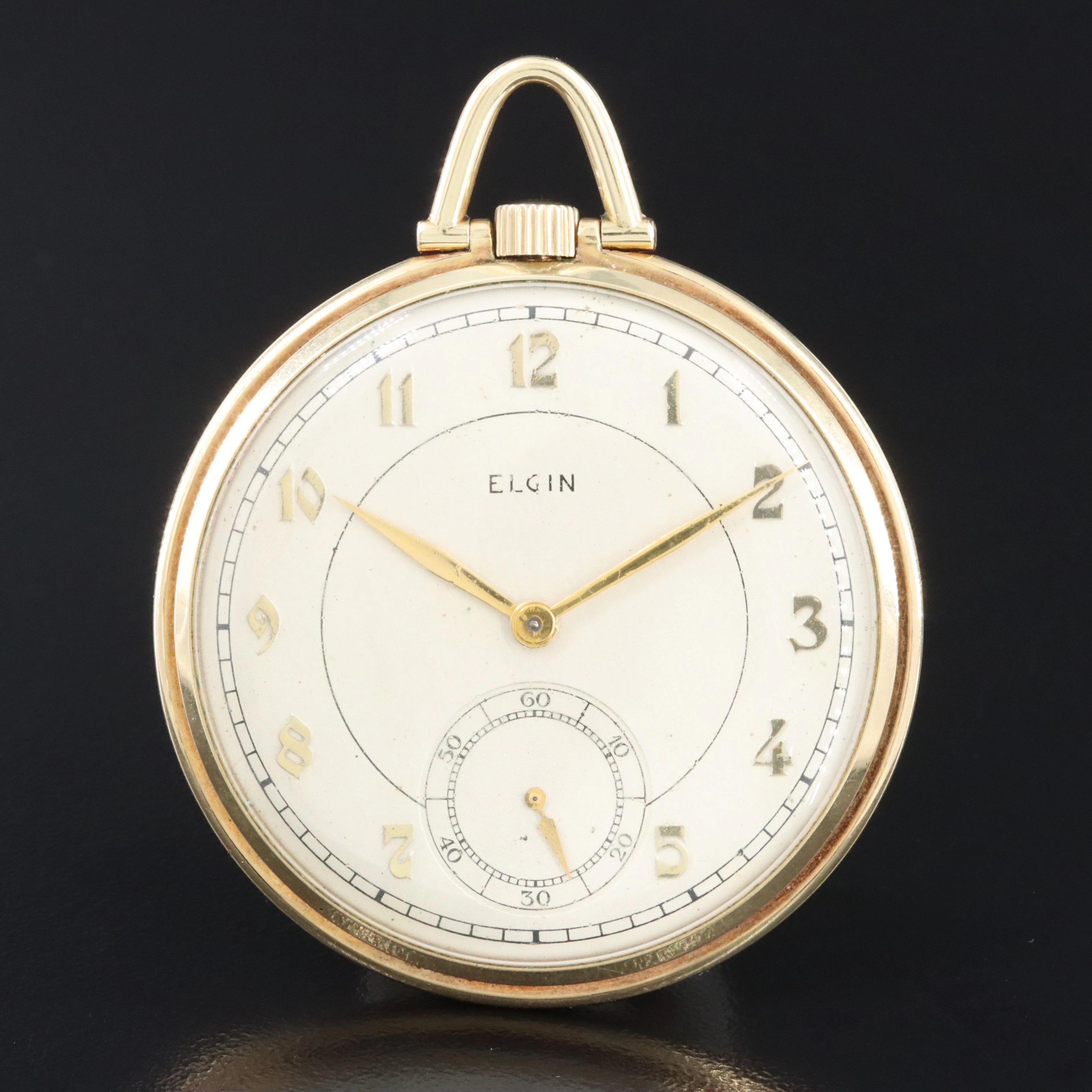 Elgin Gold-Filled Open Face Vintage Stem Wind Pocket Watch