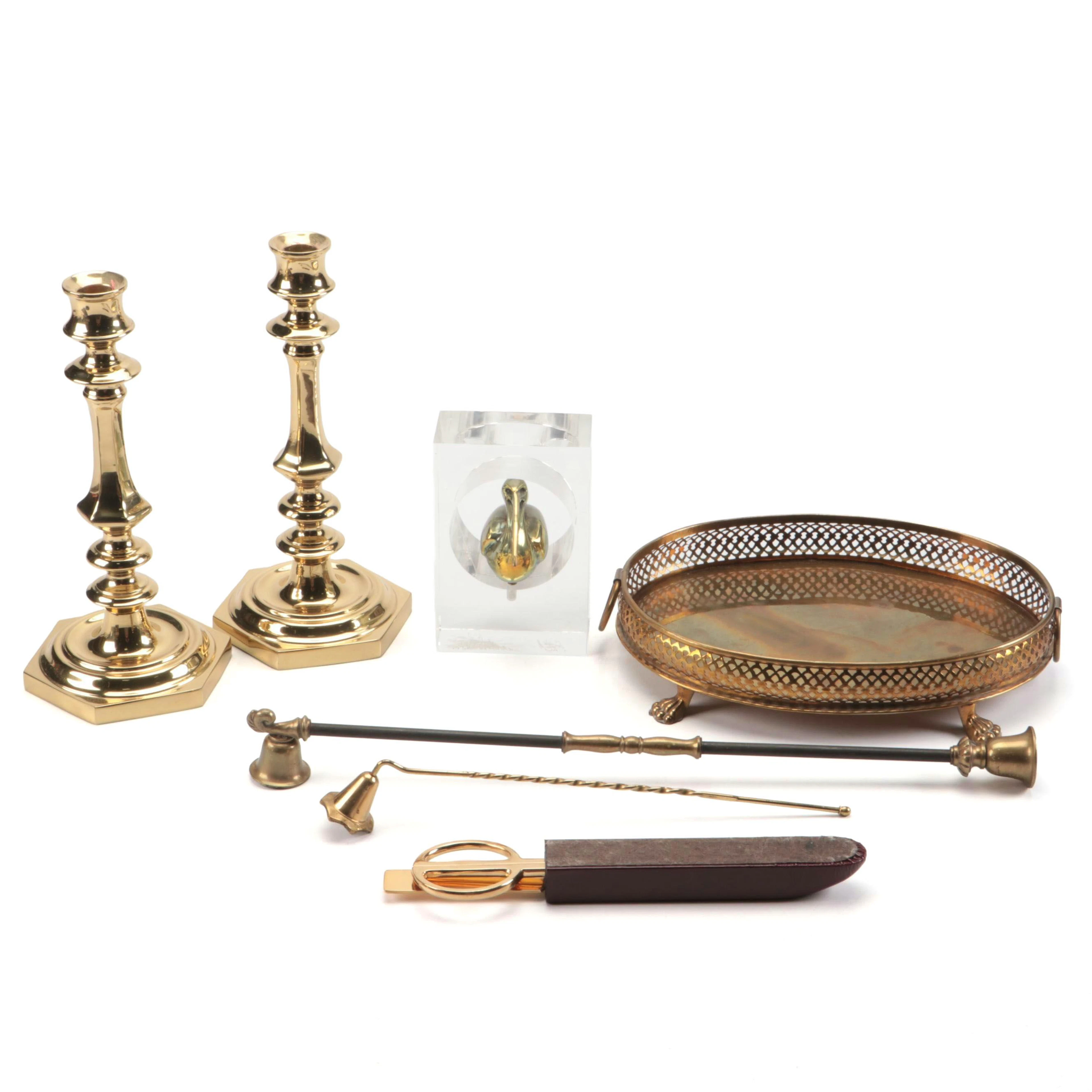 Virginia Metalcrafters Federal Style Brass Candlesticks with Other Décor