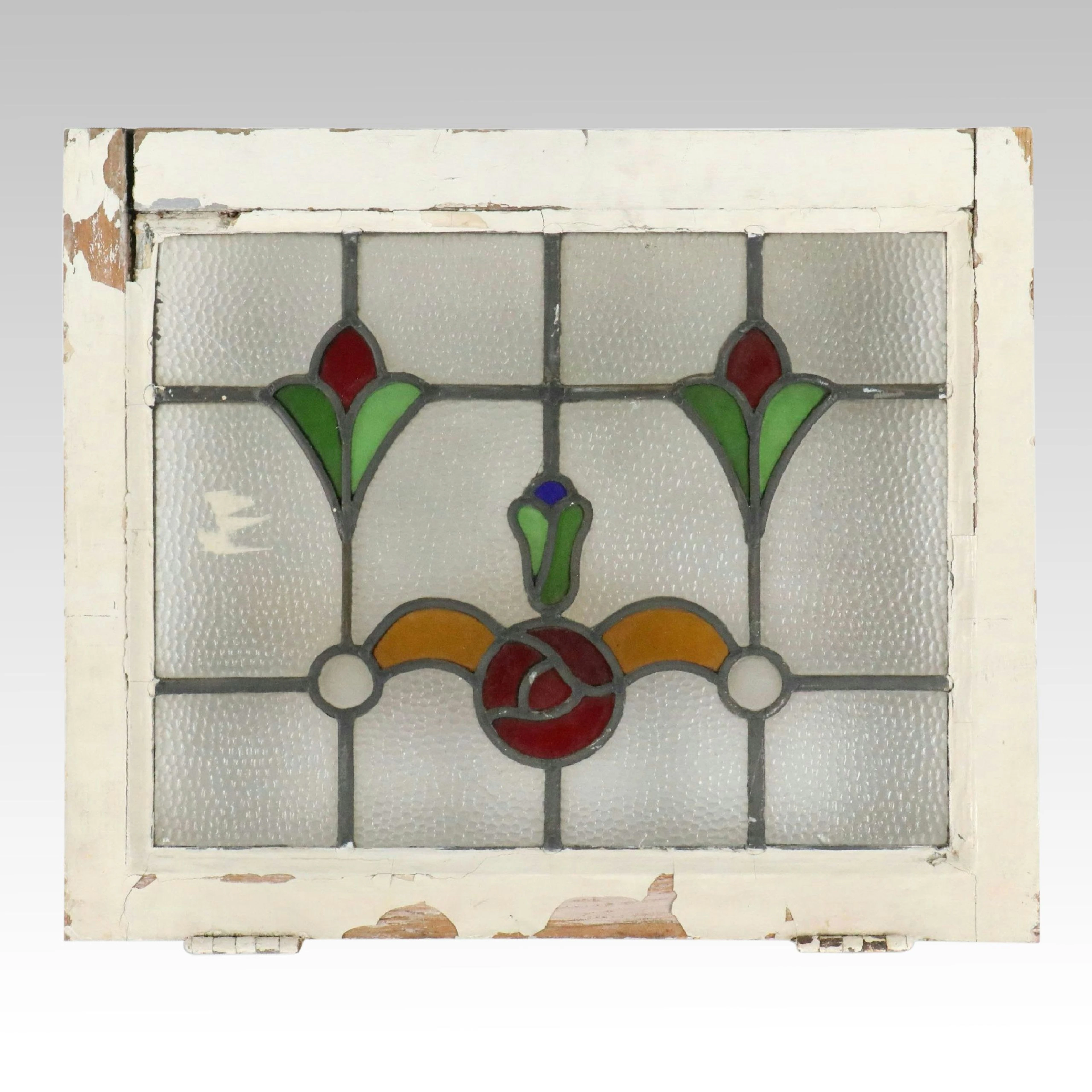 Stained and Pebbled Glass Window