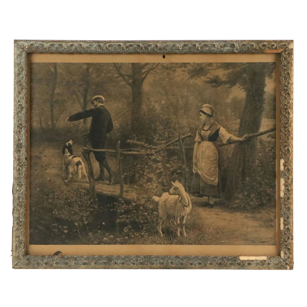 Engraving After Edmond Adolphe Rudaux "Le Péage," 19th Century