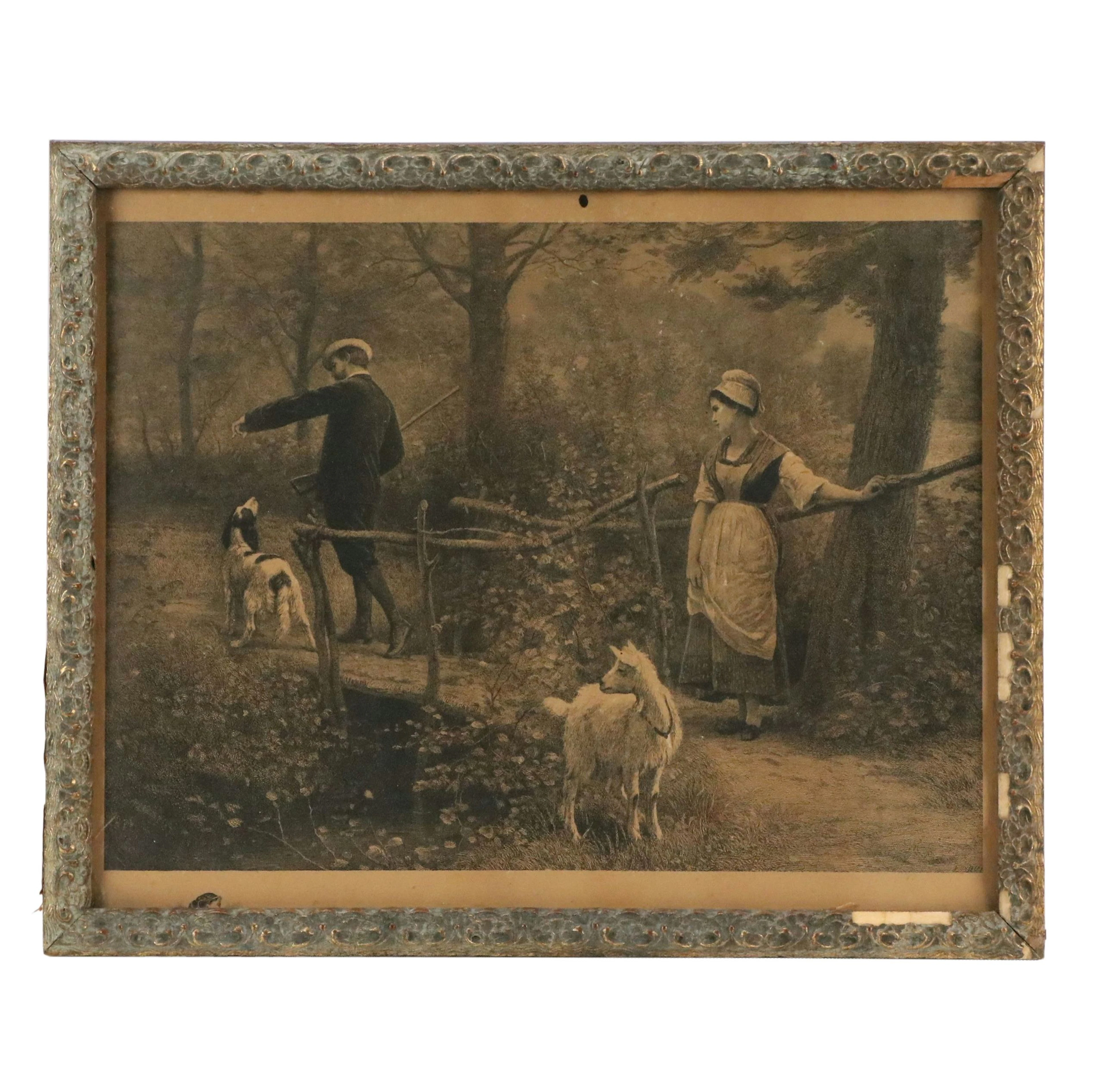 Engraving After Edmond Adolphe Rudaux "Le Péage," 19th Century