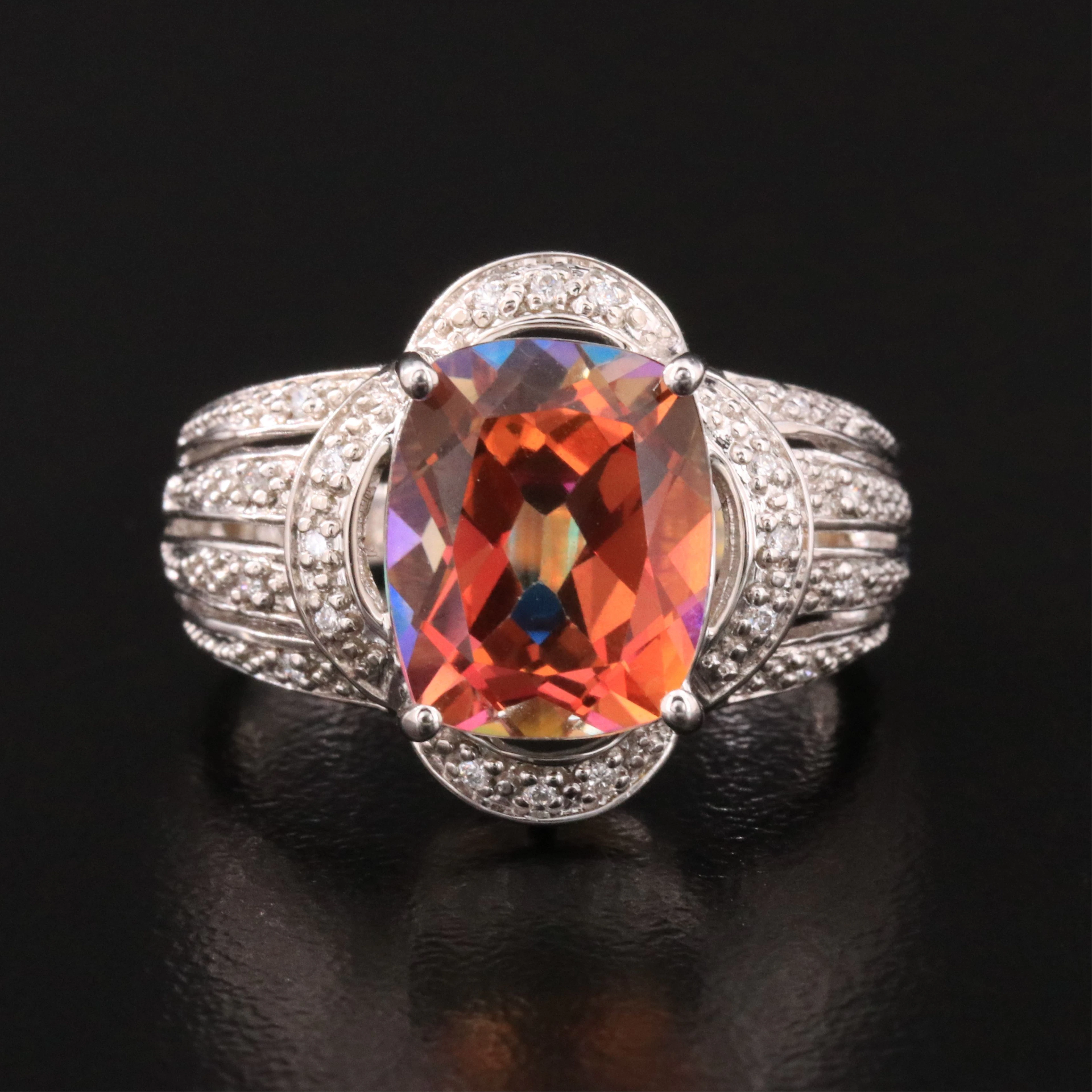 14K Mystic Topaz and Diamond Ring