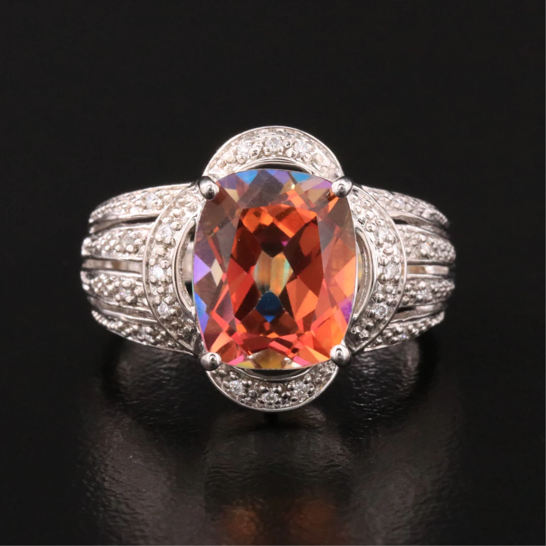 14K Mystic Topaz and Diamond Ring