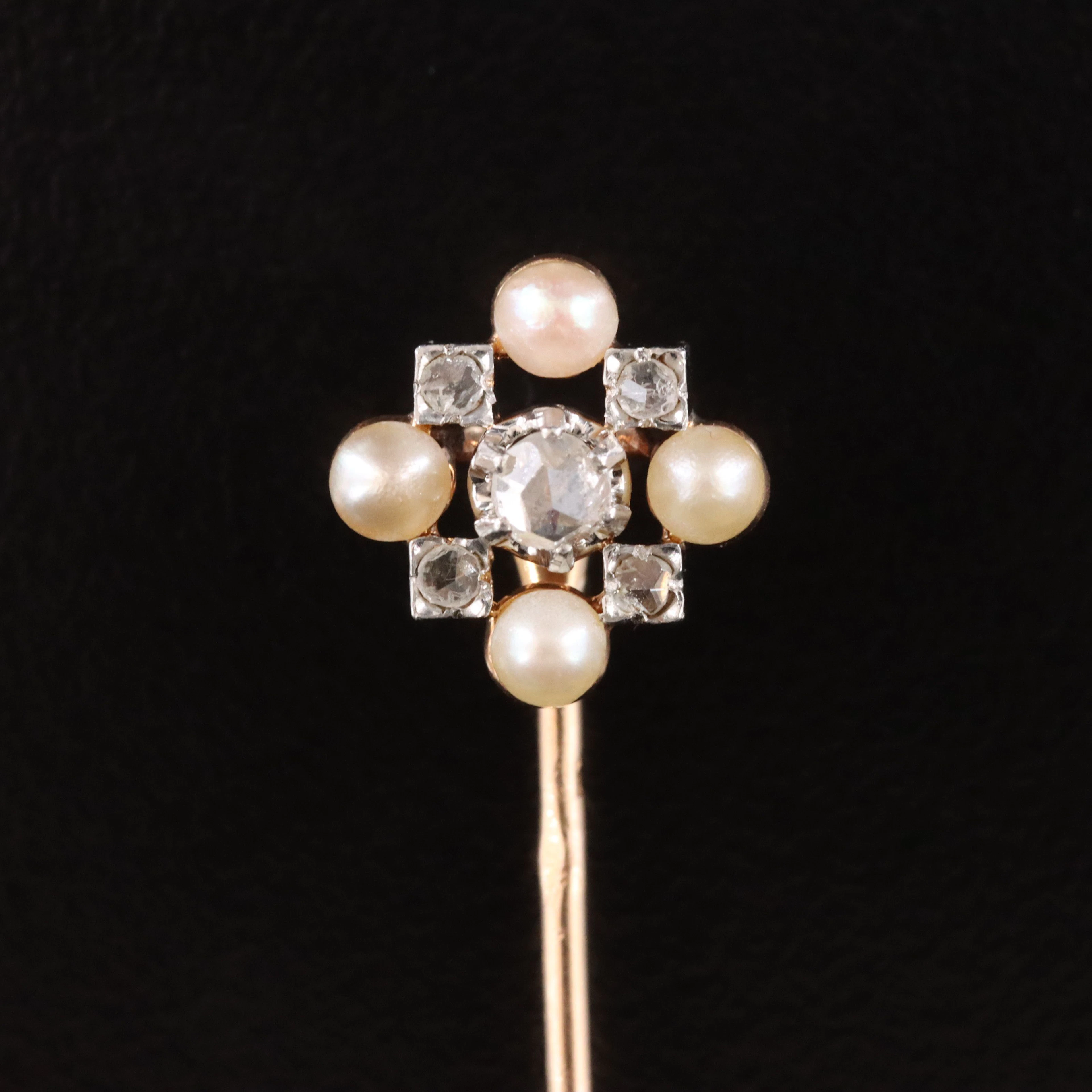 Belle Époque 18K and Platinum 0.08 CTW Diamond and Pearl Stickpin