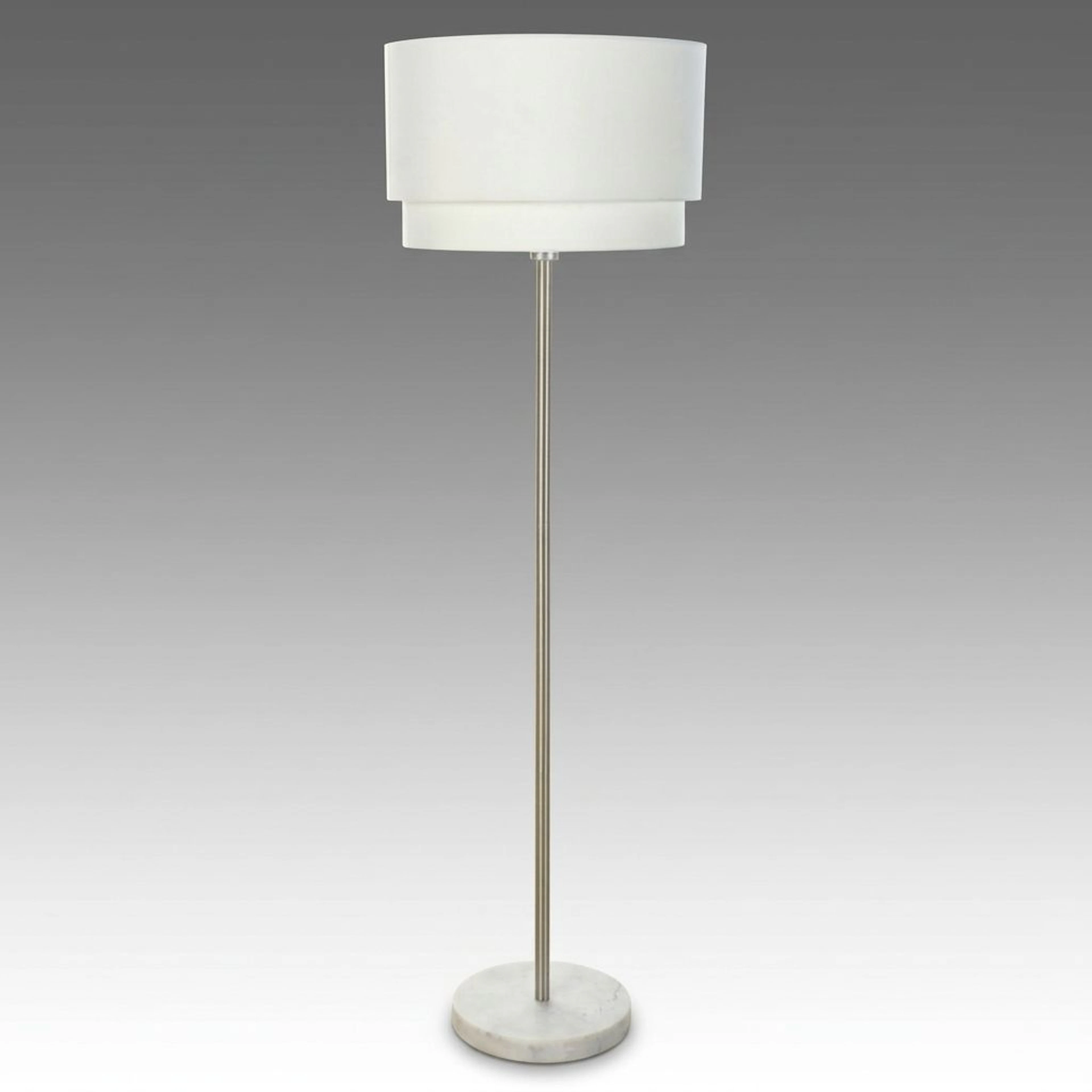 Contemporary Marble Base Floor Lamp with Stepped Drum Shade