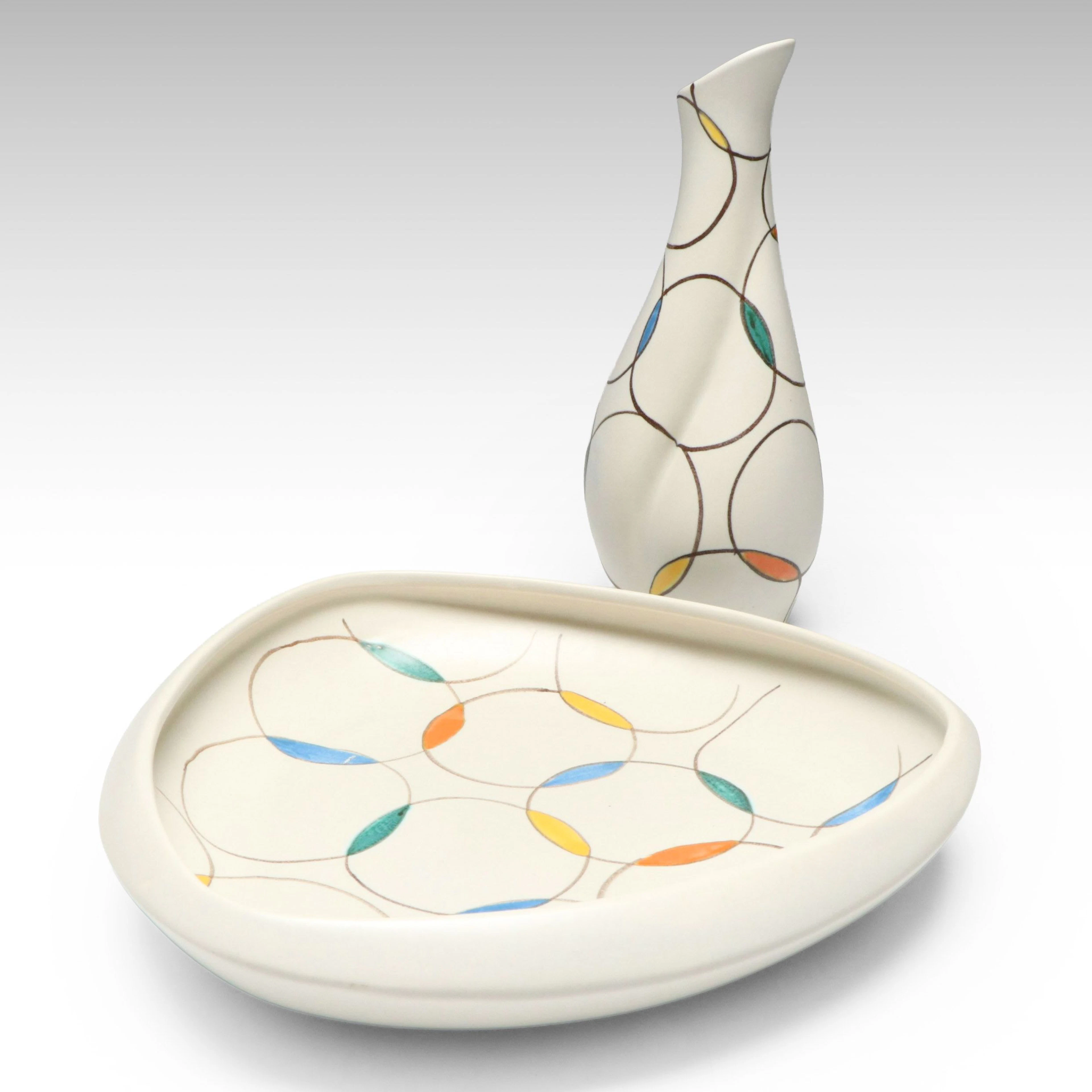Anneliese Beckh for Georg Schmider Zell Mid Century Modern Vase and Bowl