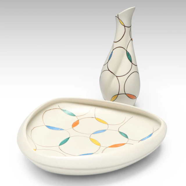 Anneliese Beckh for Georg Schmider Zell Mid Century Modern Vase and Bowl