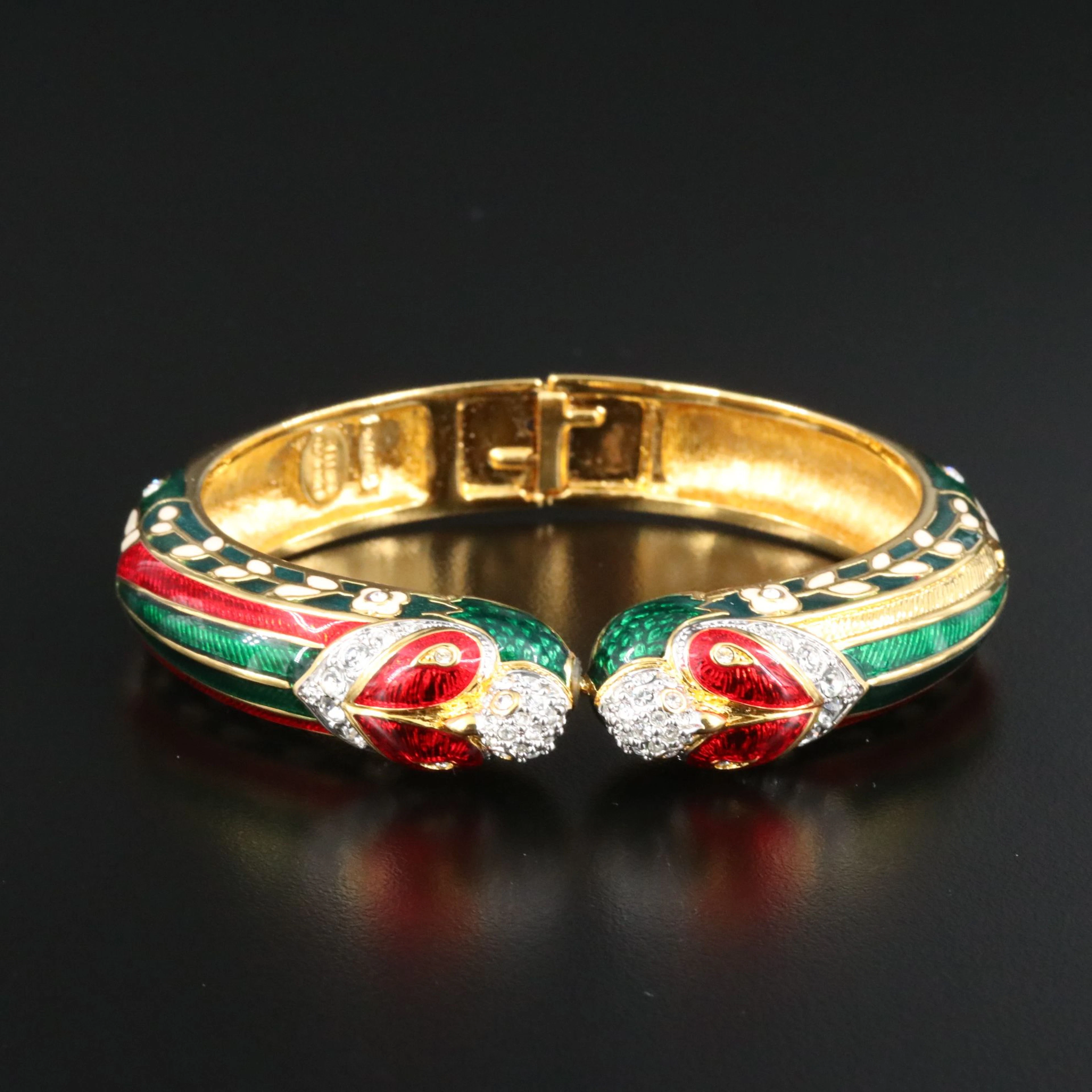 Nolan Miller Enamel and Rhinestone Bird Clamper Cuff