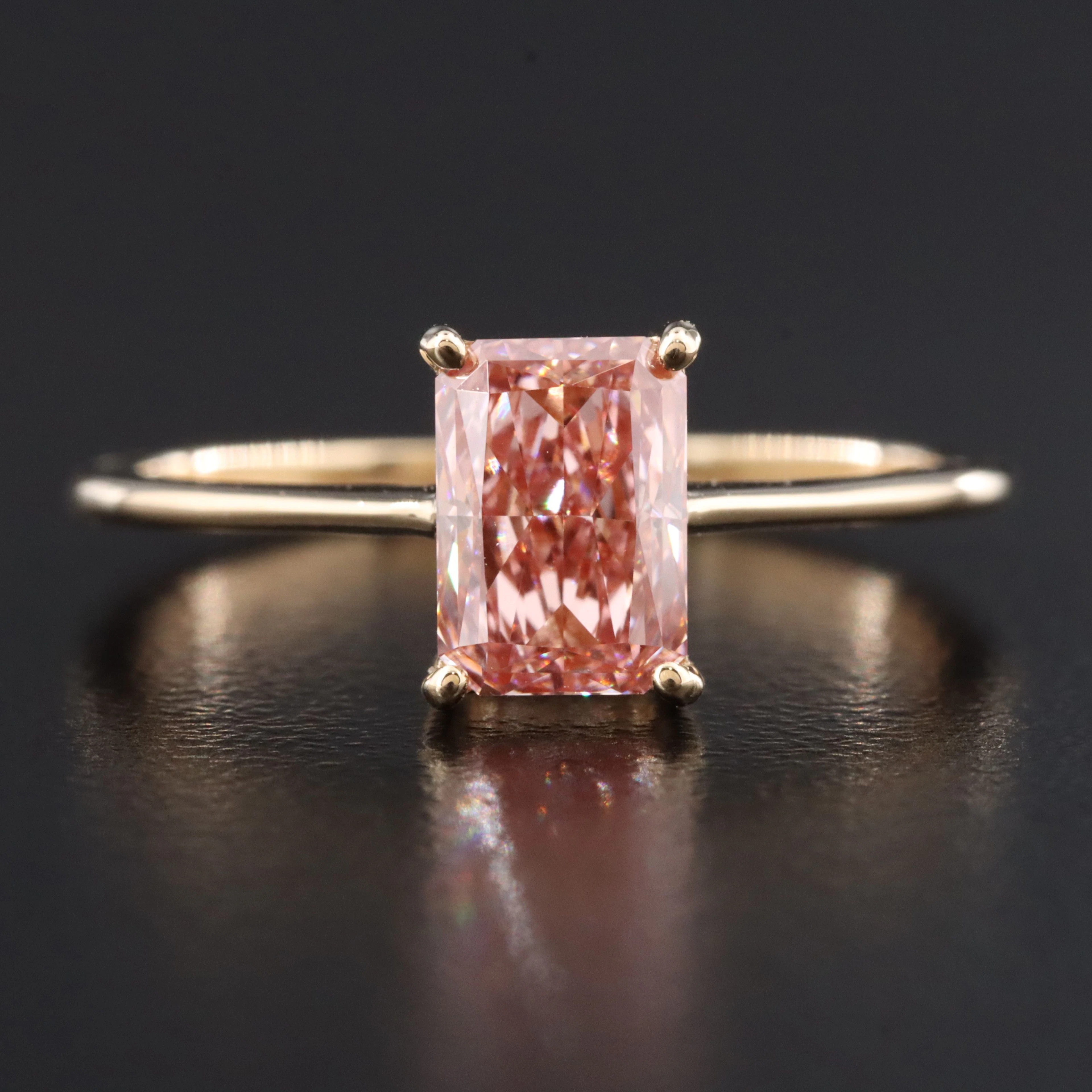 14K 1.10 CT Fancy Pink Lab Grown Diamond Solitaire Ring