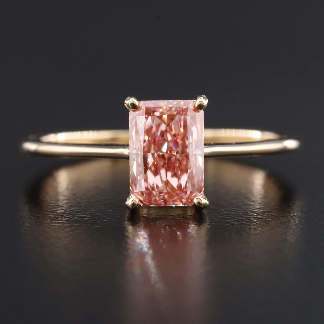 14K 1.10 CT Fancy Pink Lab Grown Diamond Solitaire Ring