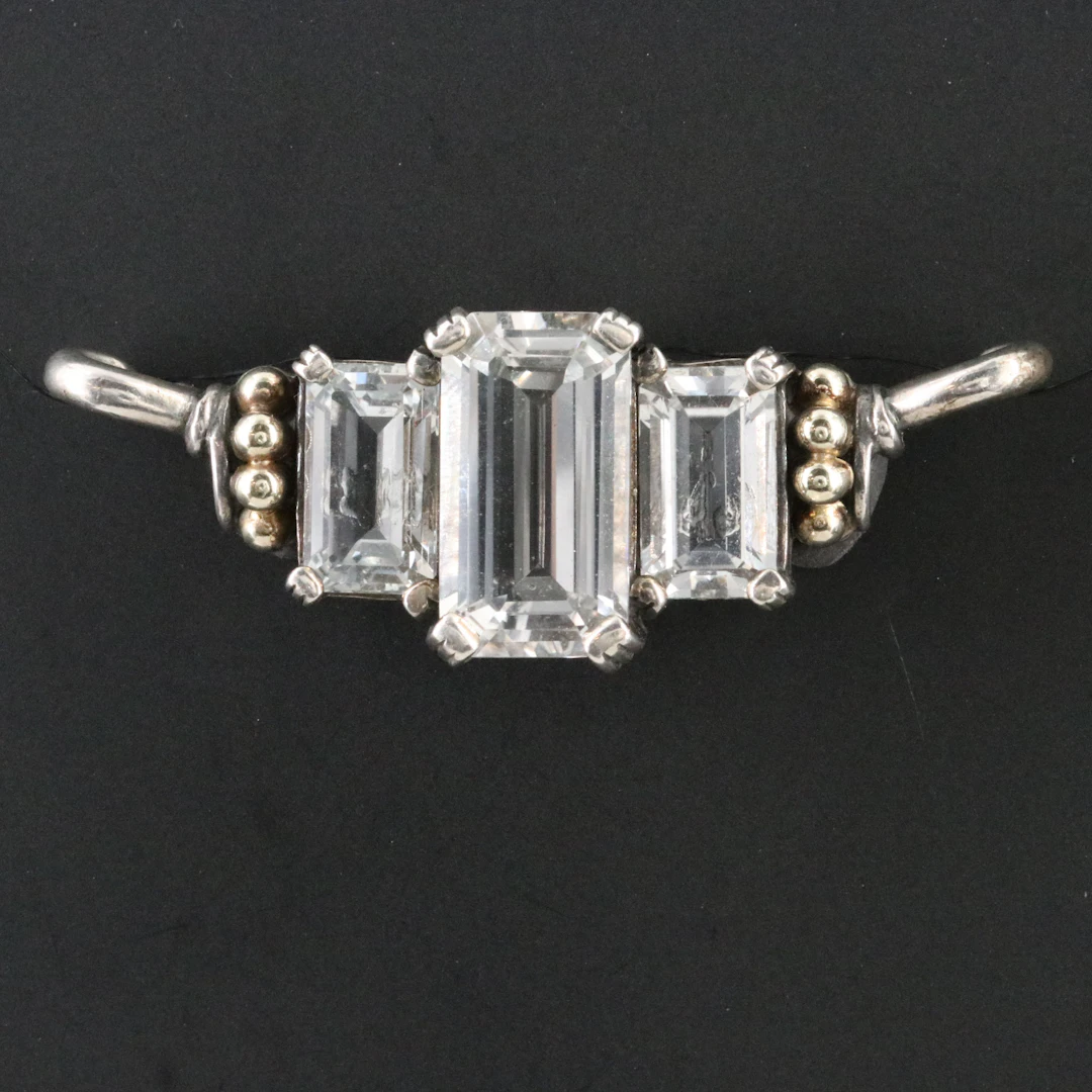 Caviar Glacier Sterling White Topaz Pendant Plaque with 18K Accents