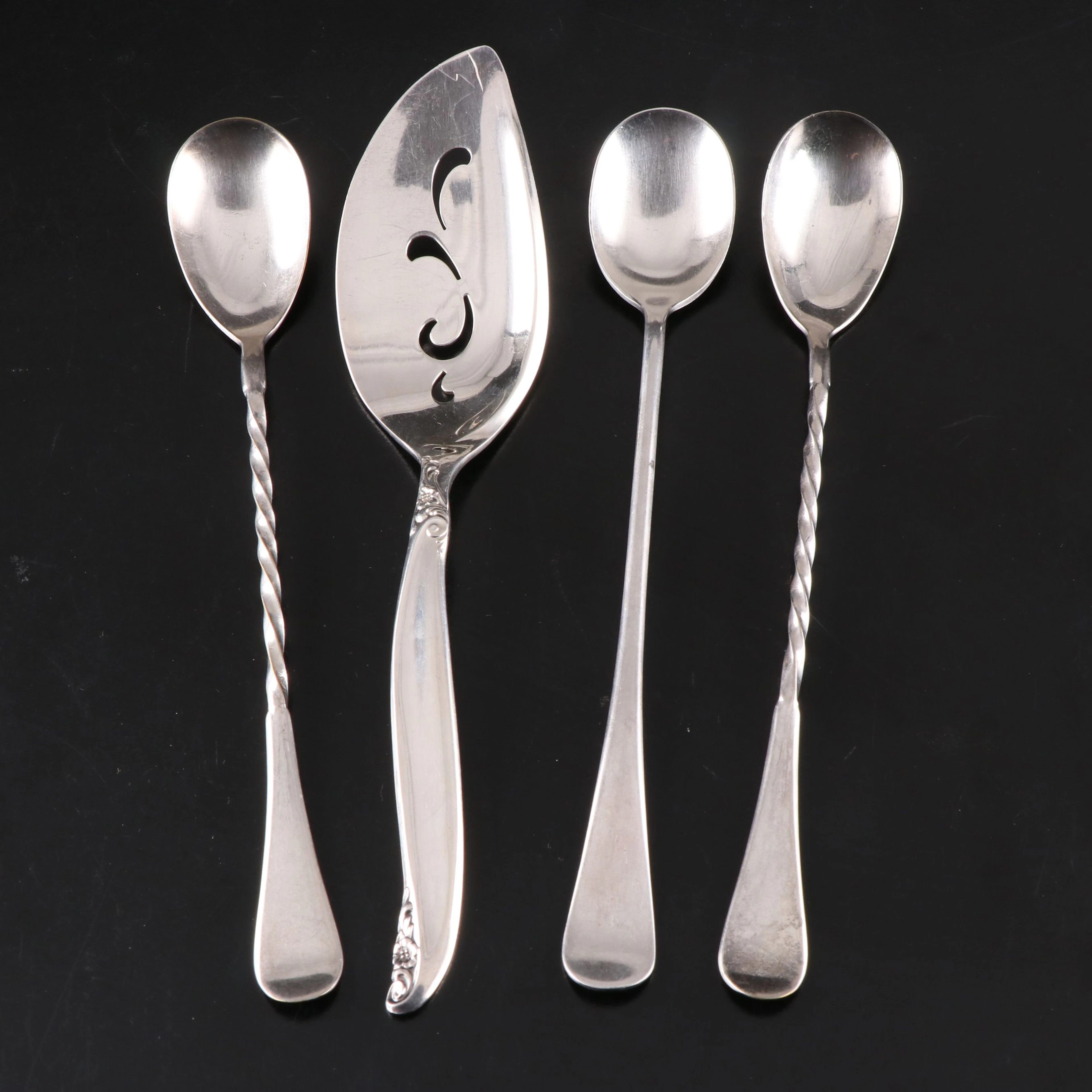 Rogers Bros. "Leilani" Silver Plate Pierced Pie Server with Other Spoons