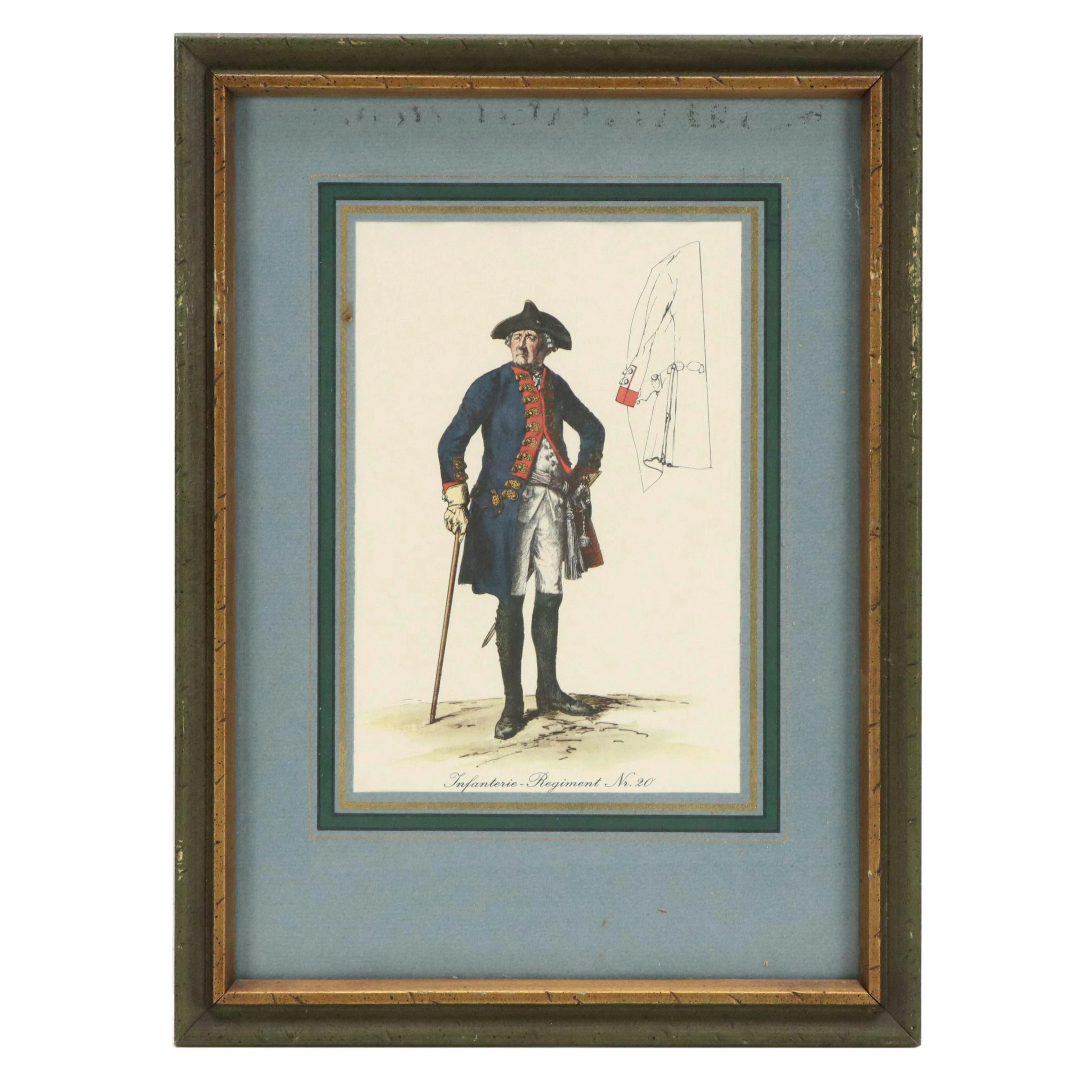 After Adolph Van Menzel Lithograph on Paper "Infanterie - Regiment Nr. 20"