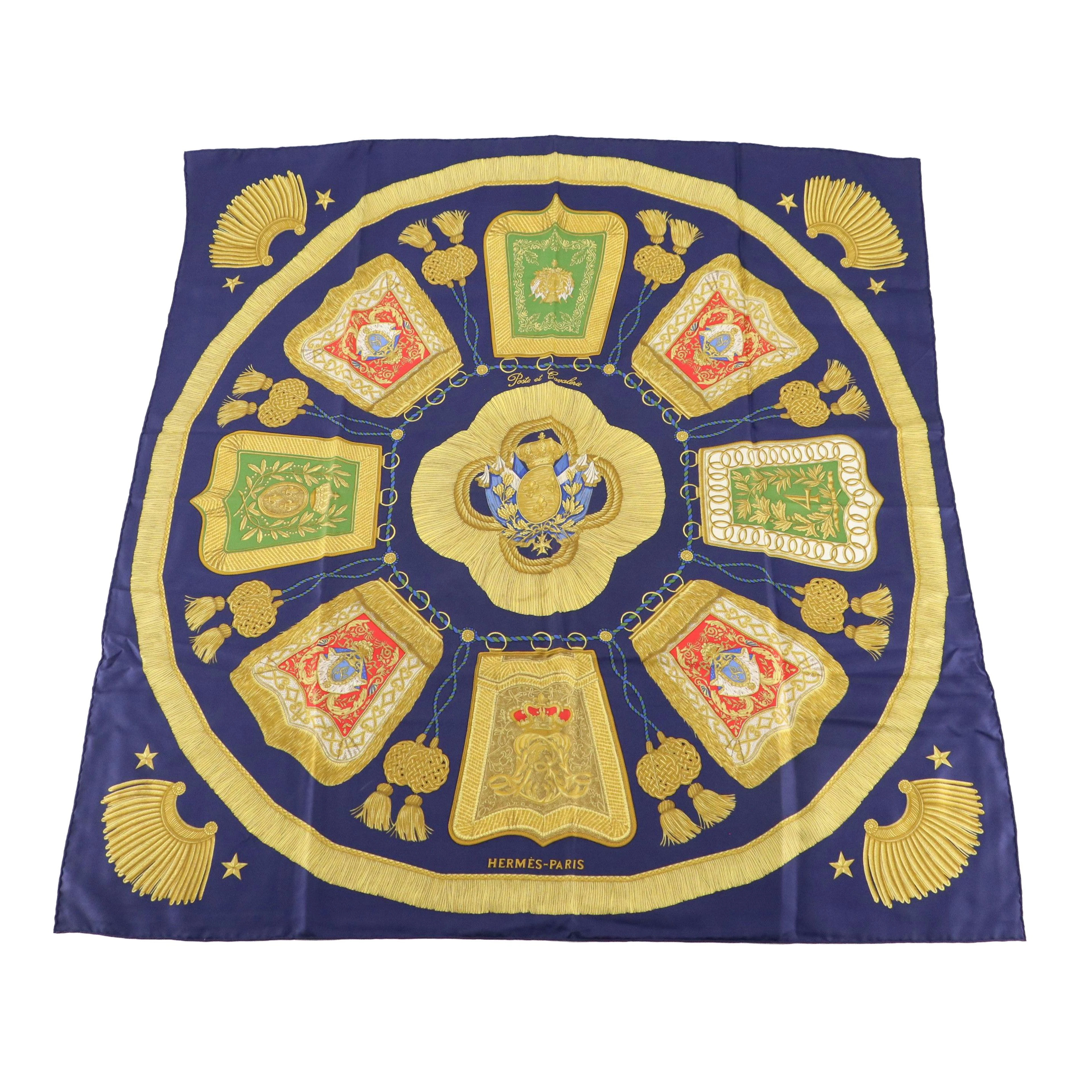 Hermès "Poste et Cavalerie" Scarf 90 in Silk Twill